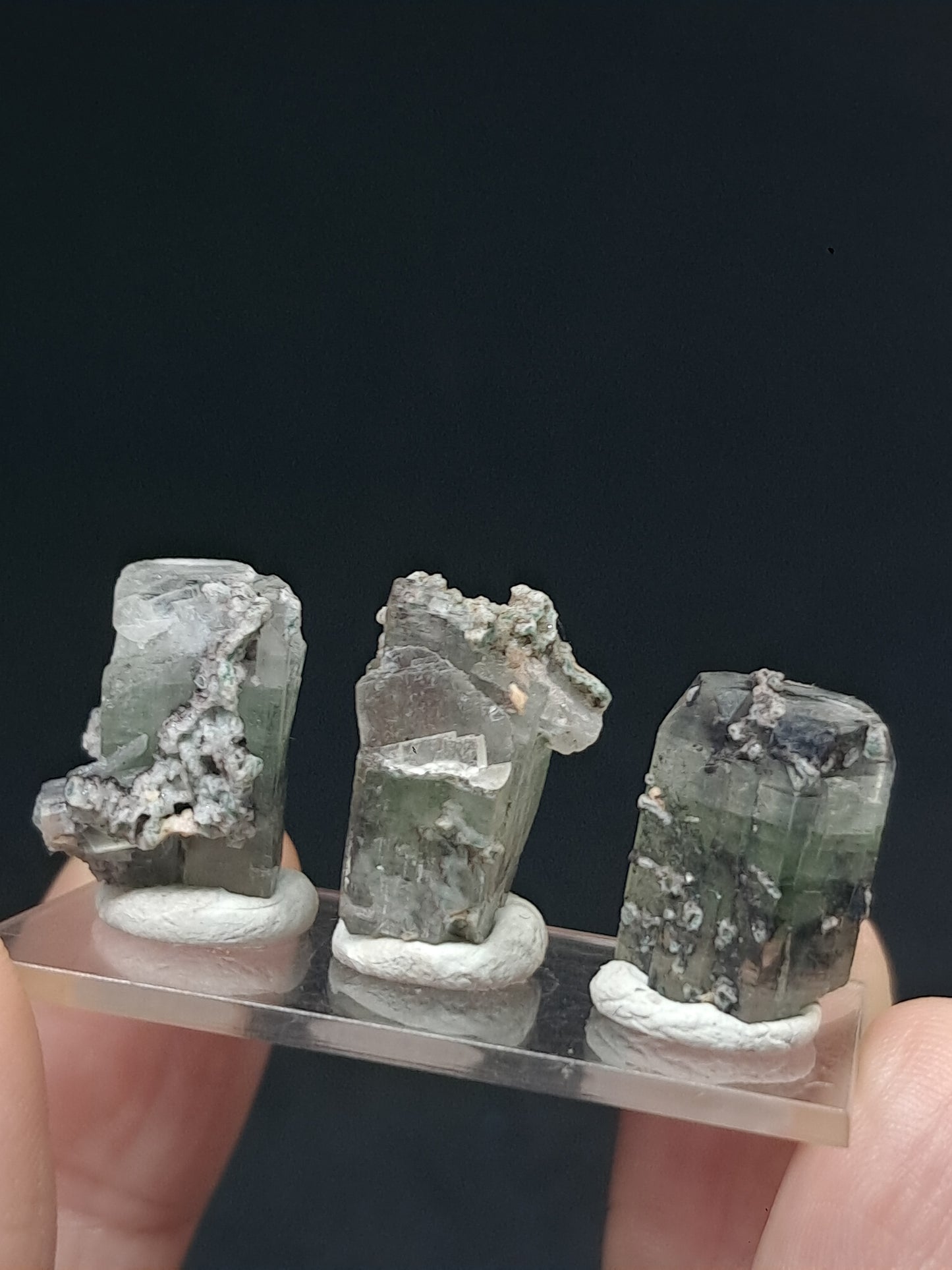 Set of 3 Small Green Apophyllites (Fluorapophyllites) (Ajanta) Rough Natural Crystals | Mineral Specimens #GA47