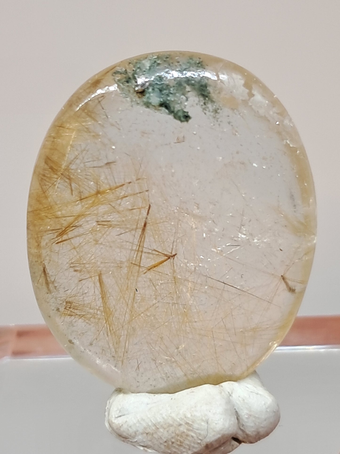 Piedra de palma de cuarzo rutilado | Piedra pulida | Cristal natural n.° RQ46