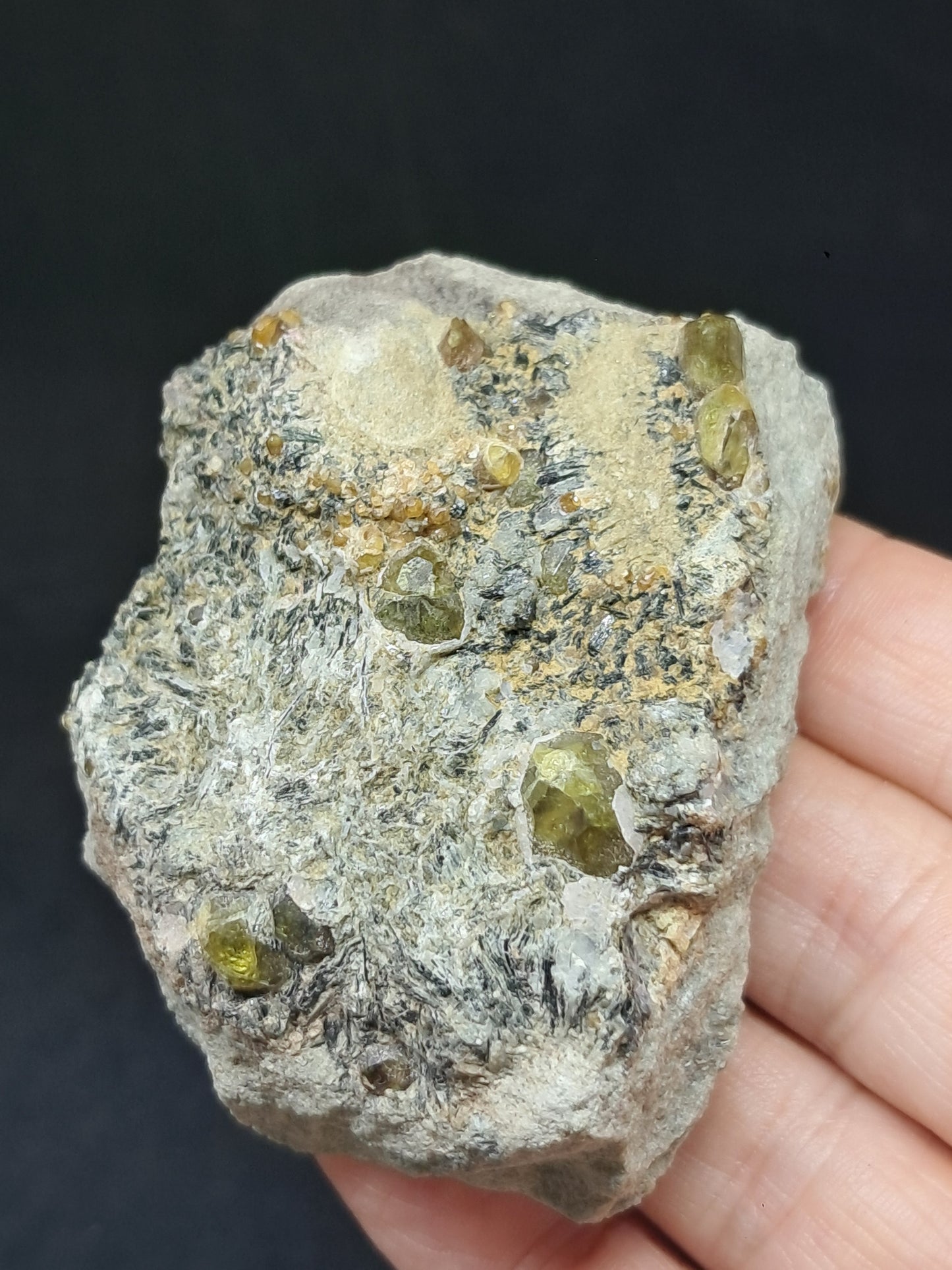 Green Garnet w/ Aegirine (Acmite) on Matrix (Mexico) Andradite Garnet Cluster |Rough Crystal Stone | Mineral Specimen #GR32