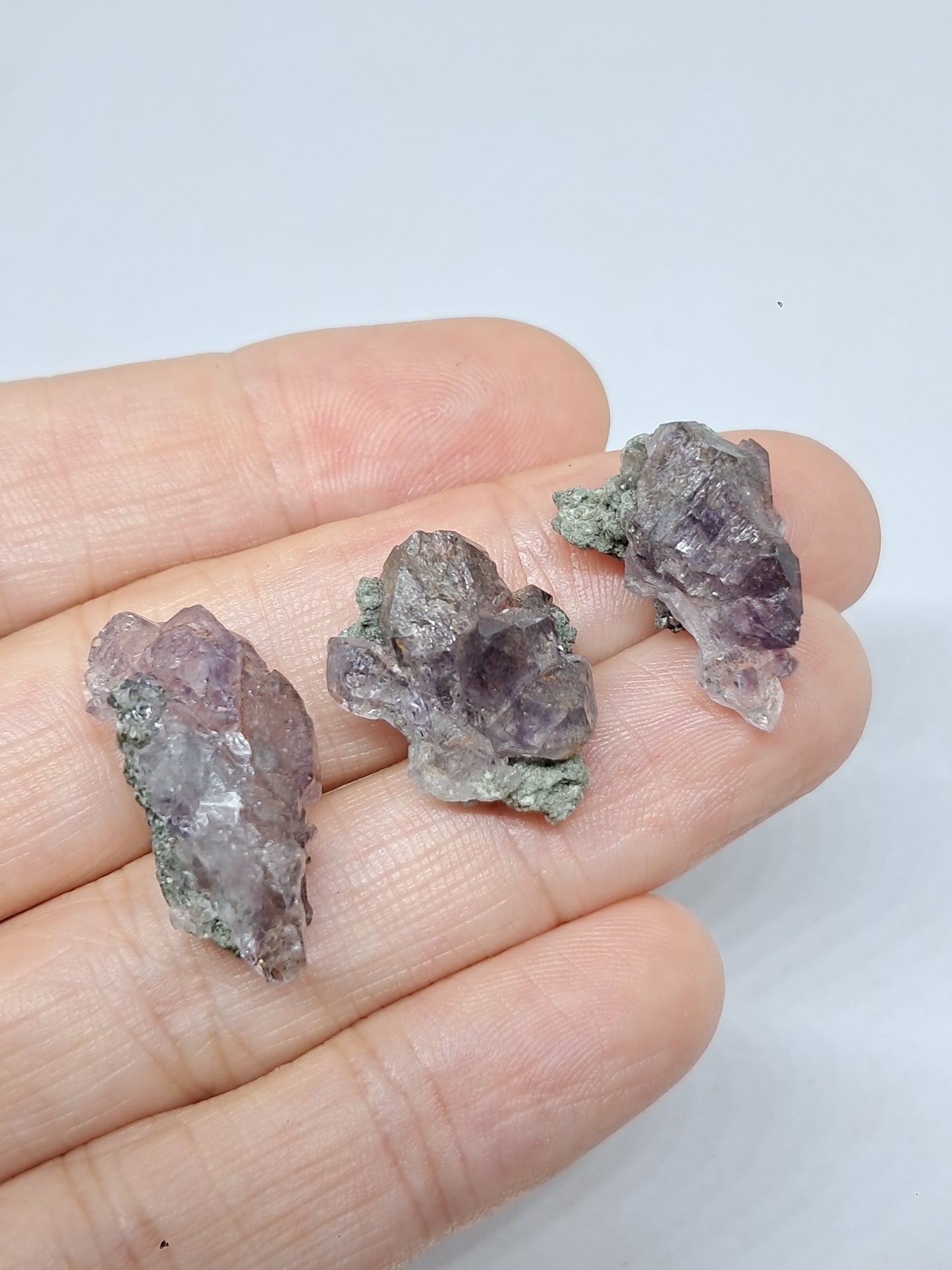 Set of 3 Amethyst from Karur w/ "Super Seven" Inclusions | Natural Crystals | Mineral Specimen #KA169