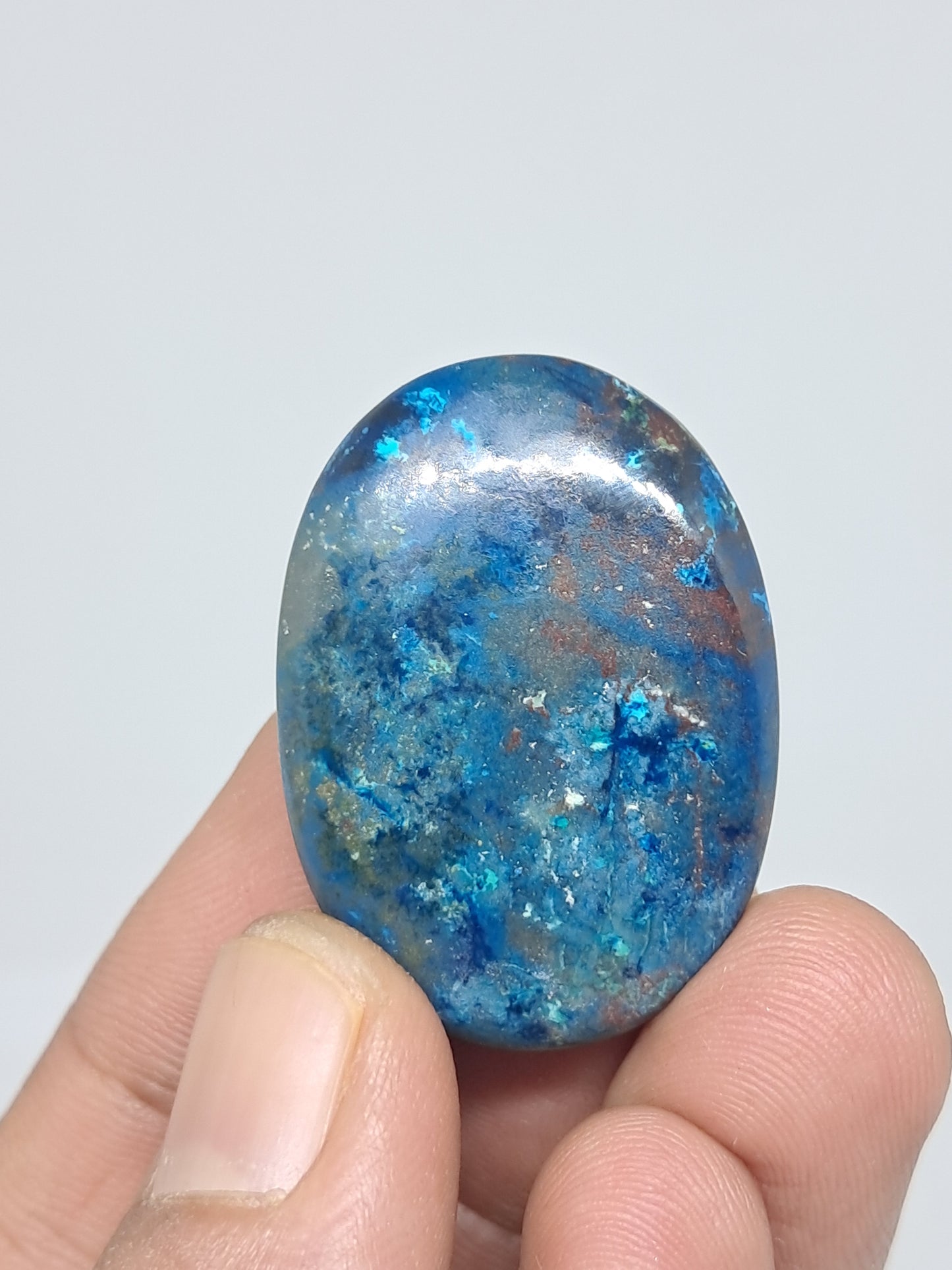 Chrysocolla w/ Azurite and Shattuckite Palmstone | Polished Natural Stone CM11