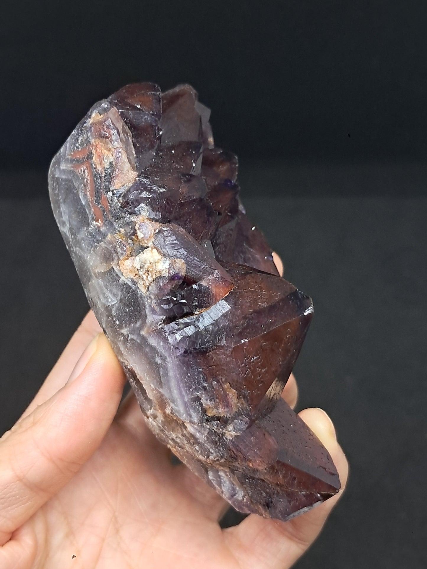 Amethyst Cluster w/ Hematite Inclusions & Record Keepers (Madhya Pradesh) | Mineral Specimen | Natural Stone #AM9