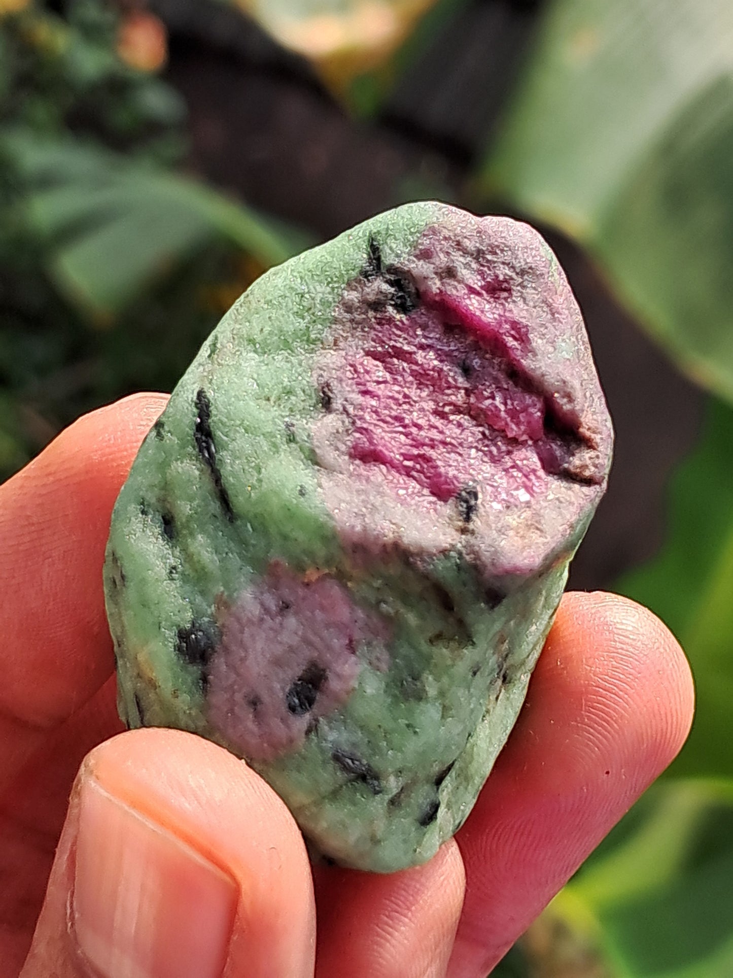 Ruby Zoisite w/ Hornblende (Tanzania) Rough Stone | Natural Specimen #RZ11