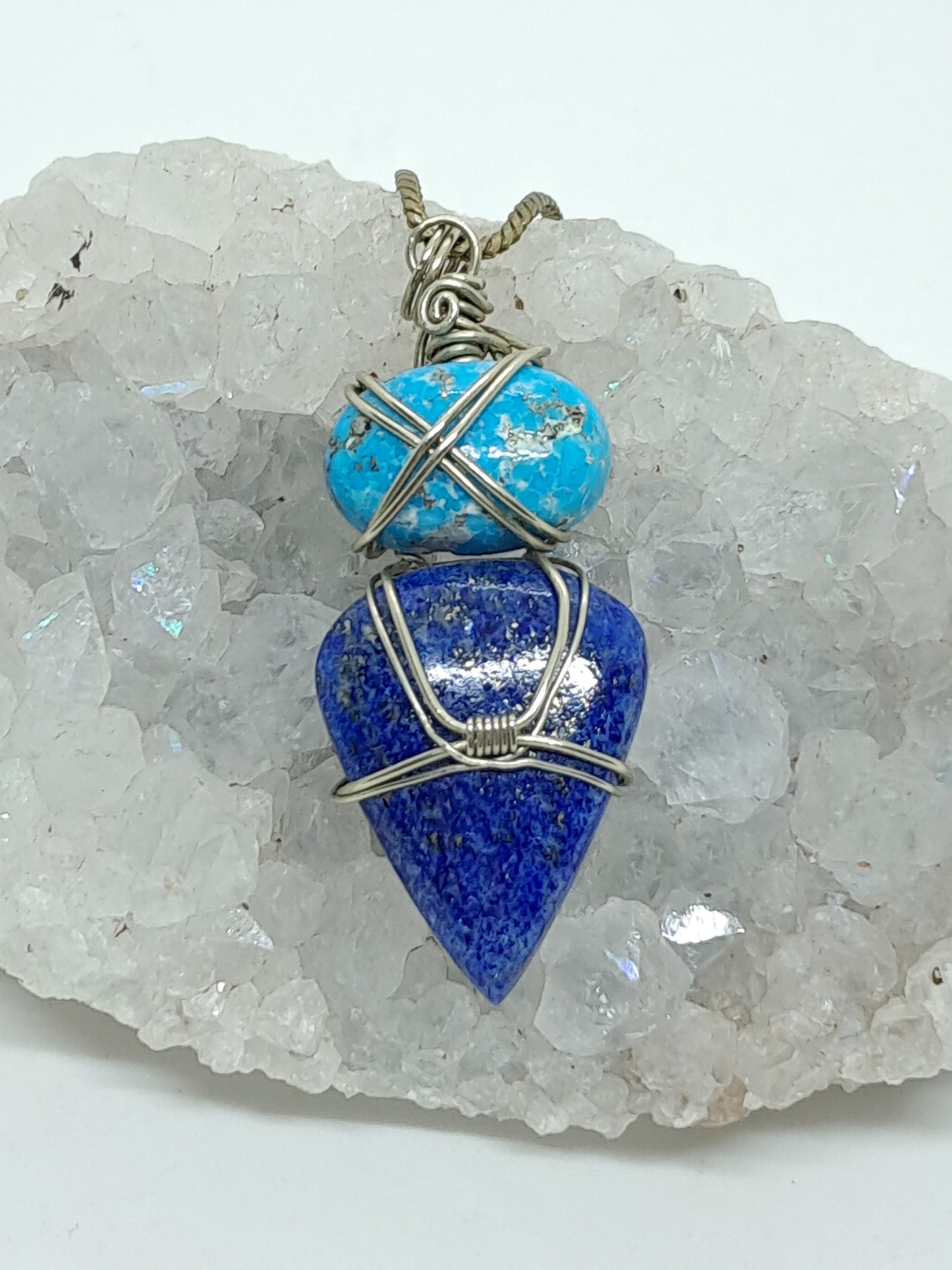 Turquoise w/ Lapislazuli Pendant | Handcrafted Jewelry | Unique Necklace #JL43
