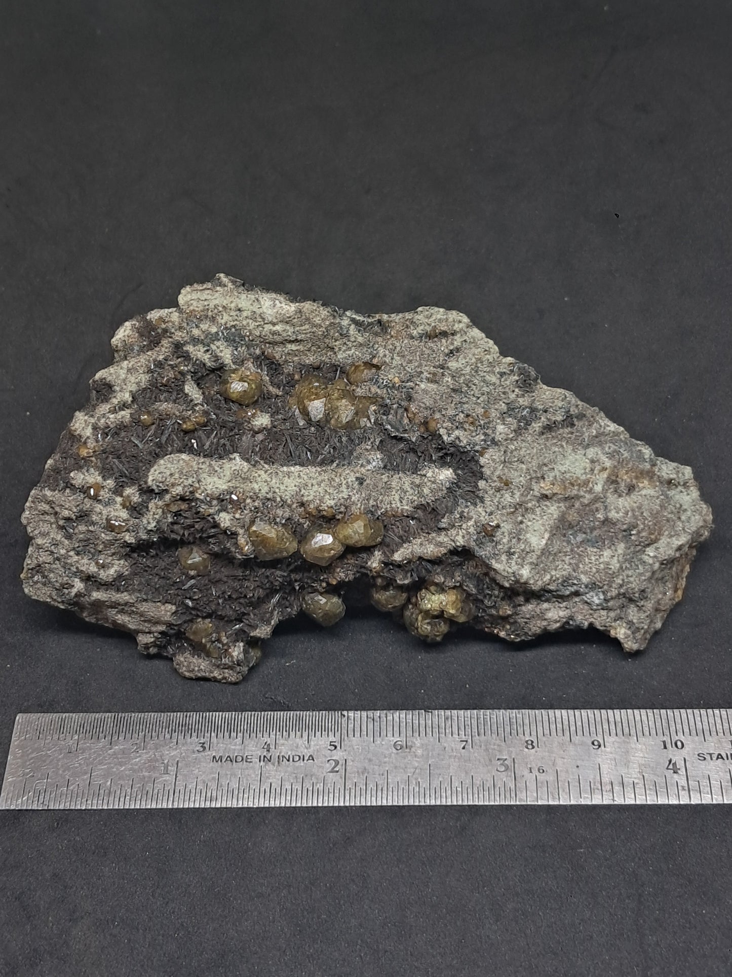 Green Garnet w/ Aegirine (Acmite) on Matrix (Mexico) Andradite Garnet Cluster |Rough Crystal Stone | Mineral Specimen #GR27