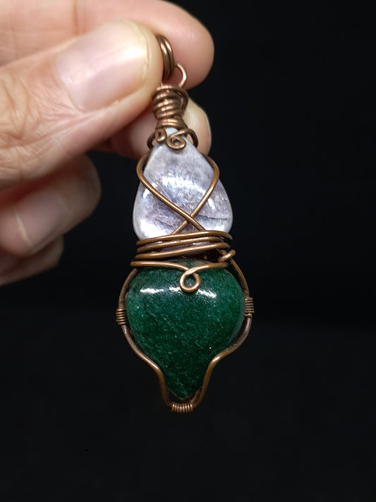 Lepidolite w/ Aventurine Pendant | Handcrafted Jewelry | Unique Necklace #JL48