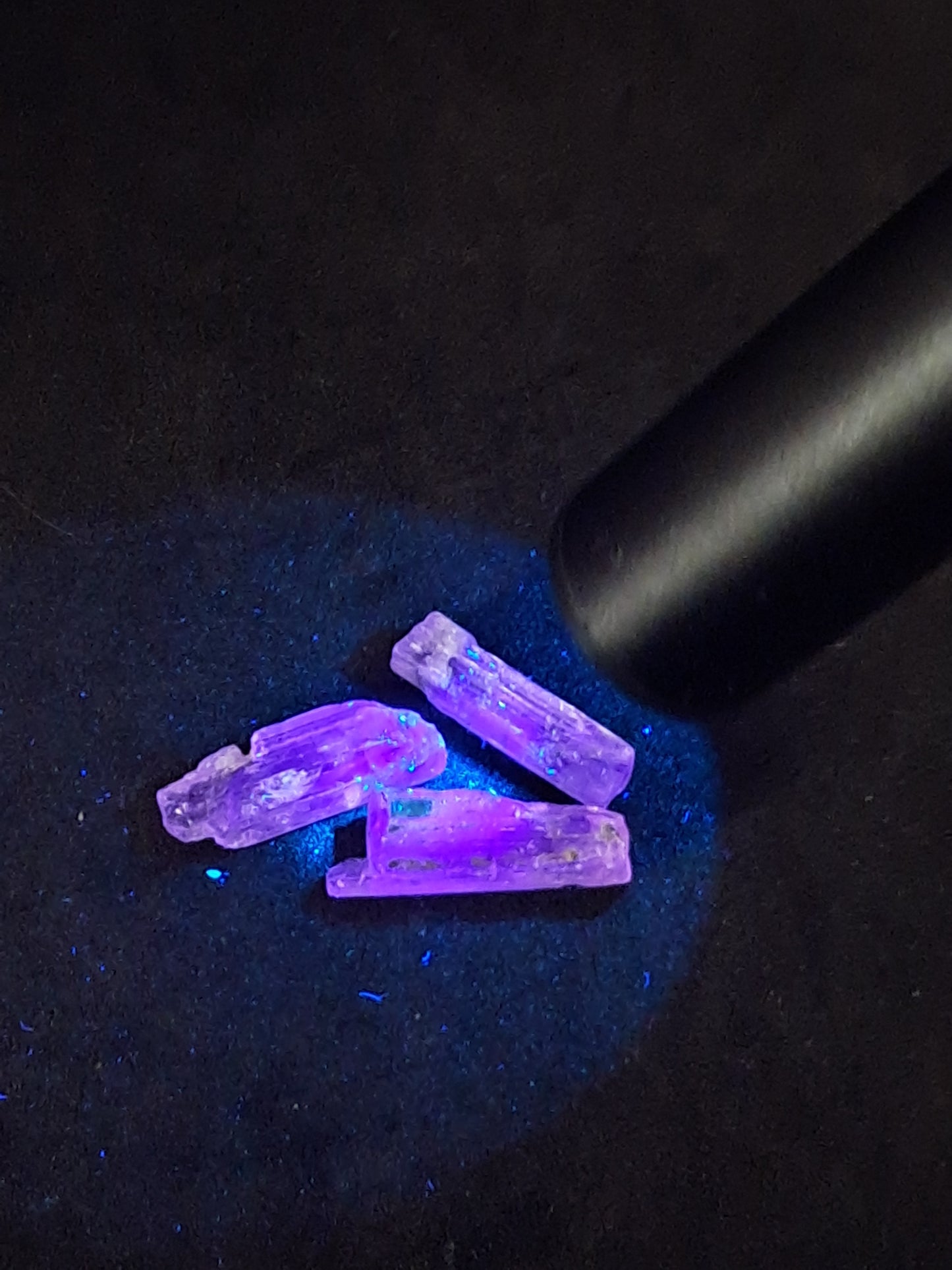 Set of 3 Fluorescent Scapolite Crystals (Karur) UV Reactive | Rough Stone | Natural Mineral Specimen #SCP24
