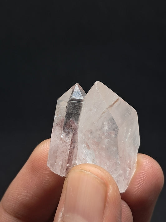 Cuarzo Fantasma Hematita (Telangana) Cristal Natural | Ejemplar Mineral | Puntas Fusionadas | Cara "Ventana" #HPQ36