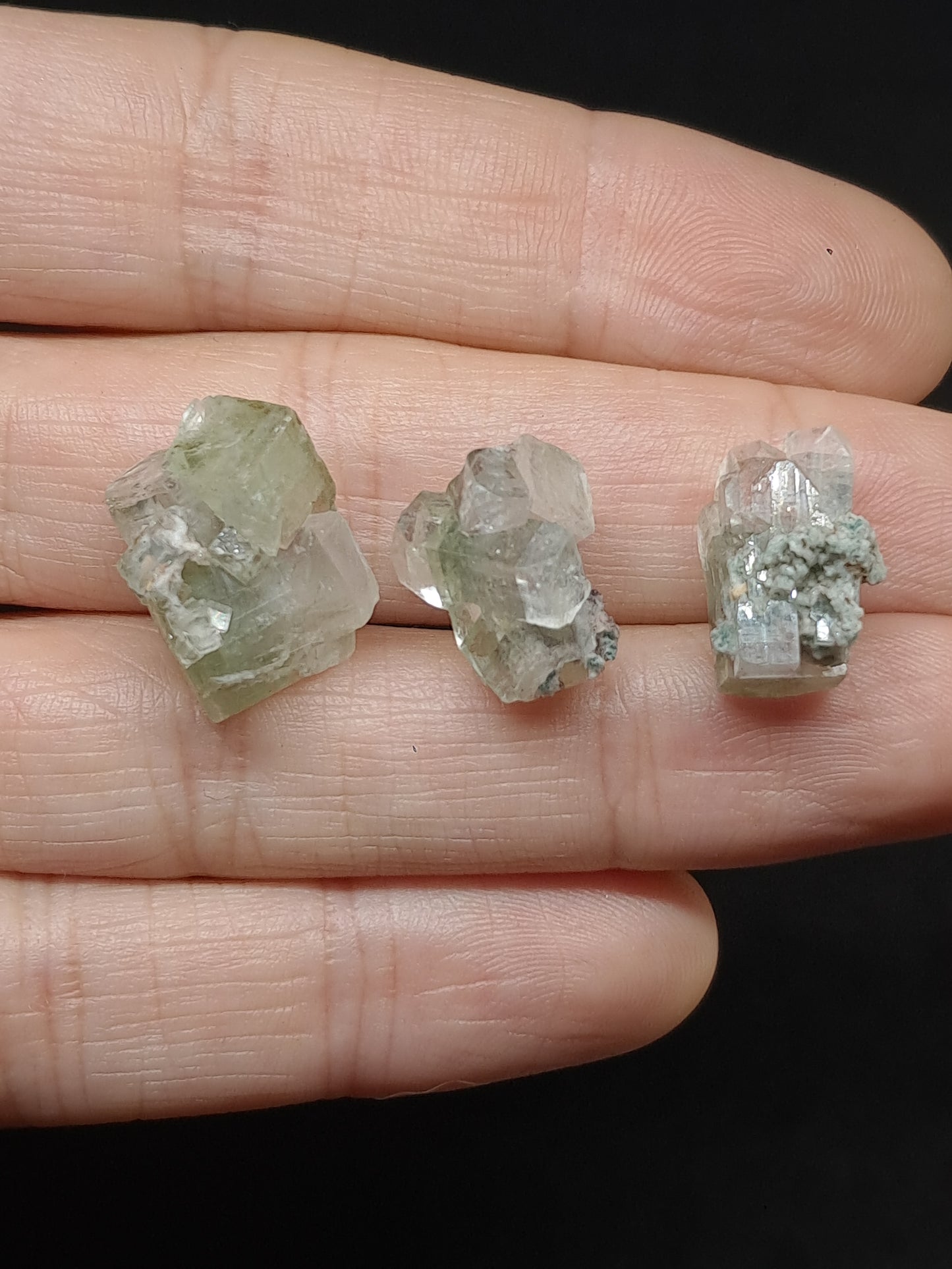 Set of 3 Small Green Apophyllites (Fluorapophyllites) (Ajanta) Rough Natural Crystals | Mineral Specimens #GA54