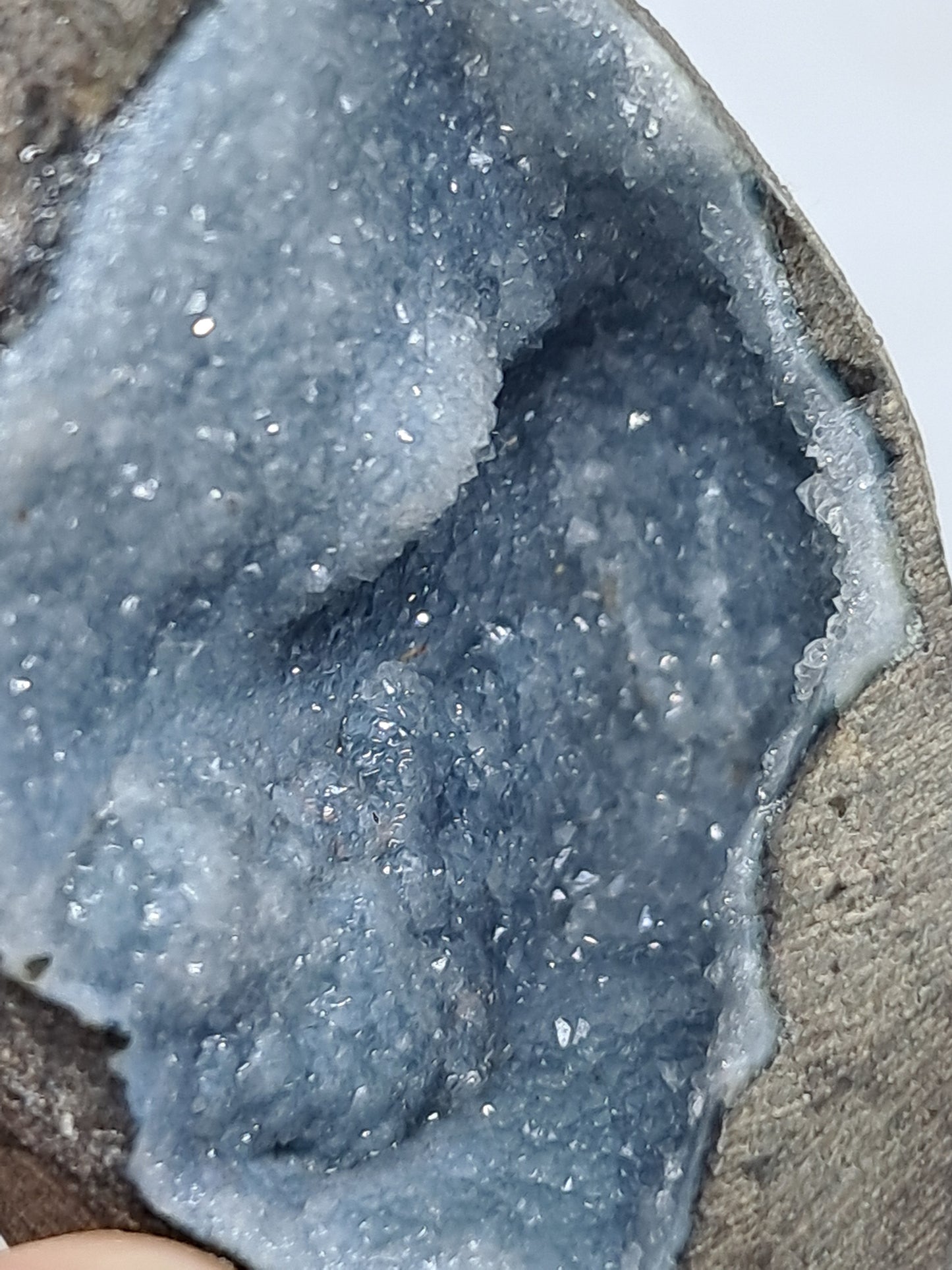 Grey / Blue Chalcedony in Basalt Geode (Nashik) | Natural Crystal | Rare Mineral #BC12