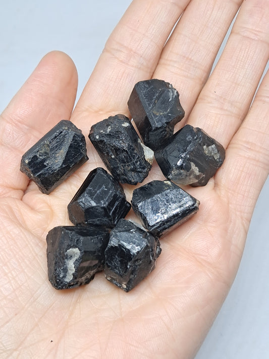 Small Black Tourmaline Crystals (Karnataka) Natural Stone | Mineral Specimen #BT4