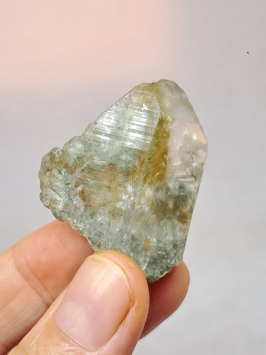 Quartz w/ Chlorite and Golden Rutile Inclusions (Kullu) Rough Stone | Natural Crystal | Mineral Specimen #CH41