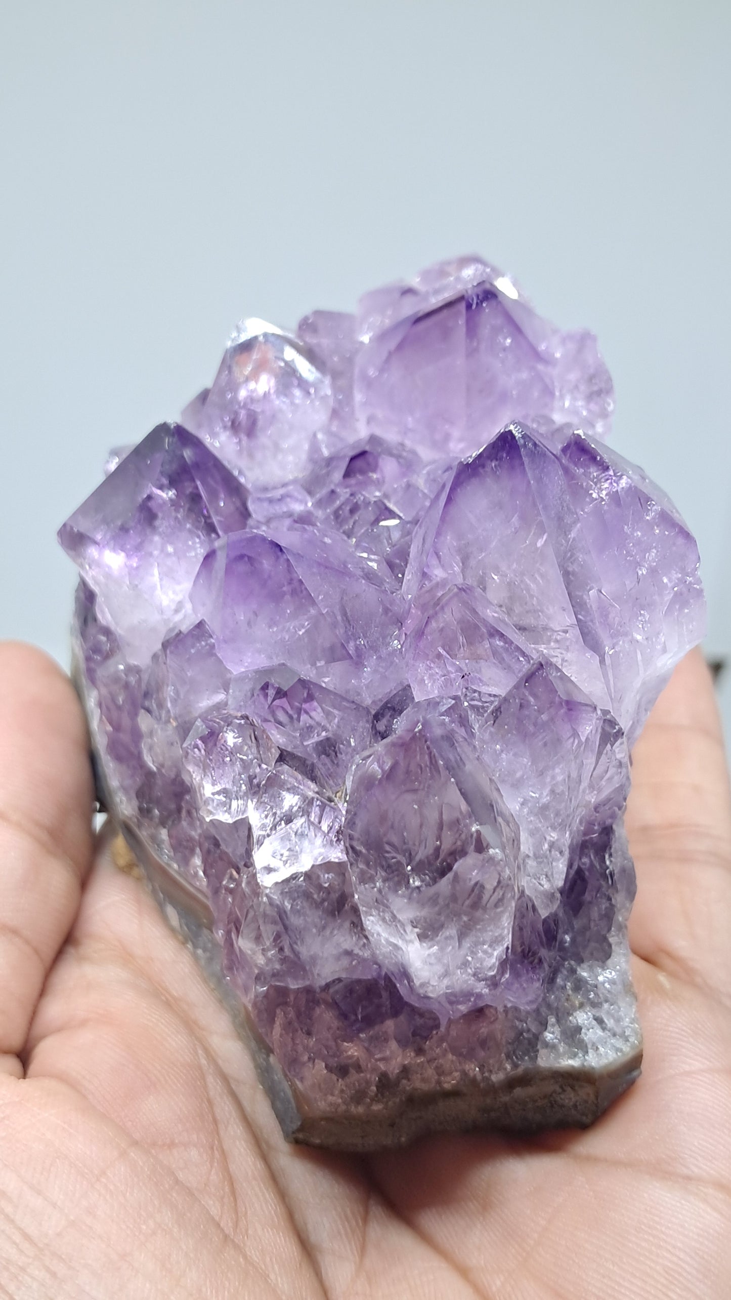 Amatista Morada Profunda Sobre Ágata Bandeada (Brasil) | Drusa Natural | Puntas de Cristal Grandes #AMB1