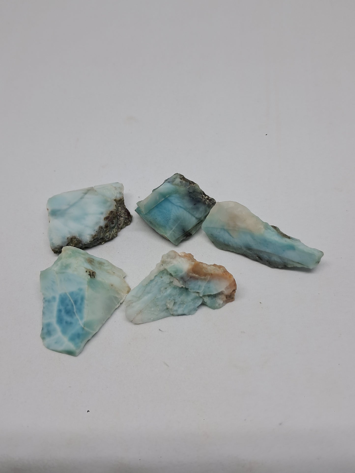 Juego de 5 chips de larimar crudo (República Dominicana) | Piedras naturales #LM22