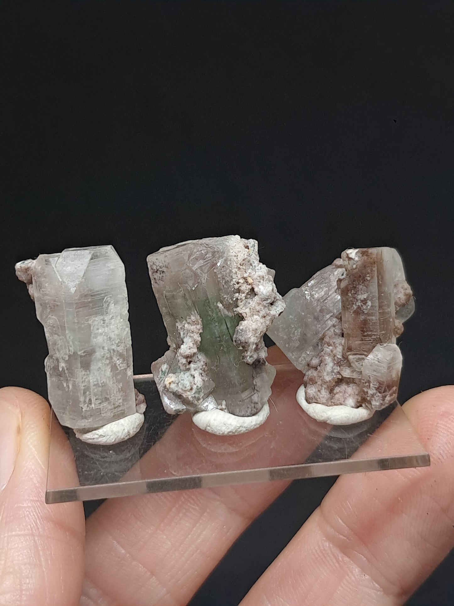 Set of 3 Small Green Apophyllites (Fluorapophyllites) (Ajanta) Rough Natural Crystals | Mineral Specimens #GA53
