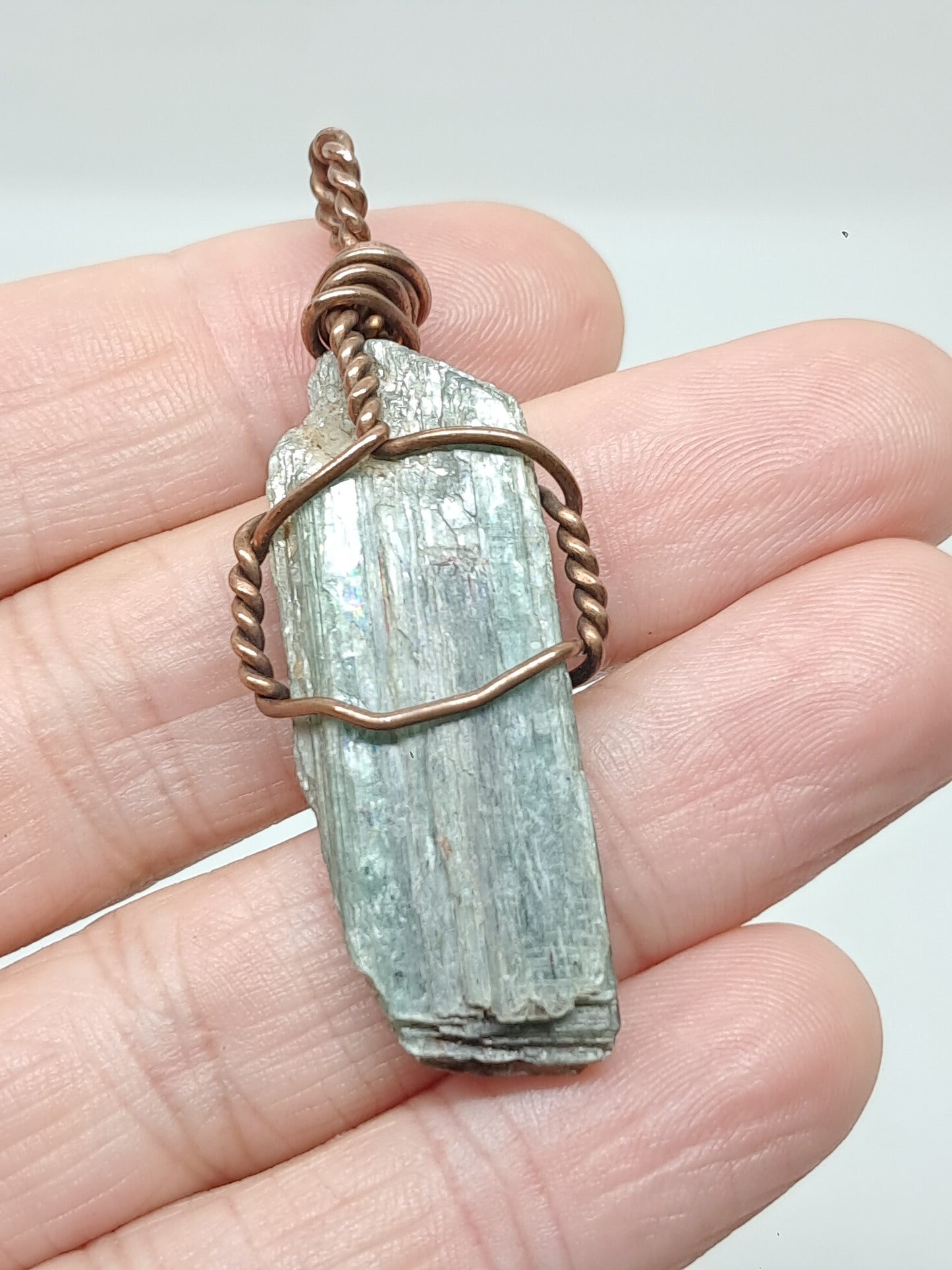 Green Kyanite Pendant | Handcrafted Jewelry | Natural Crystal #JL47