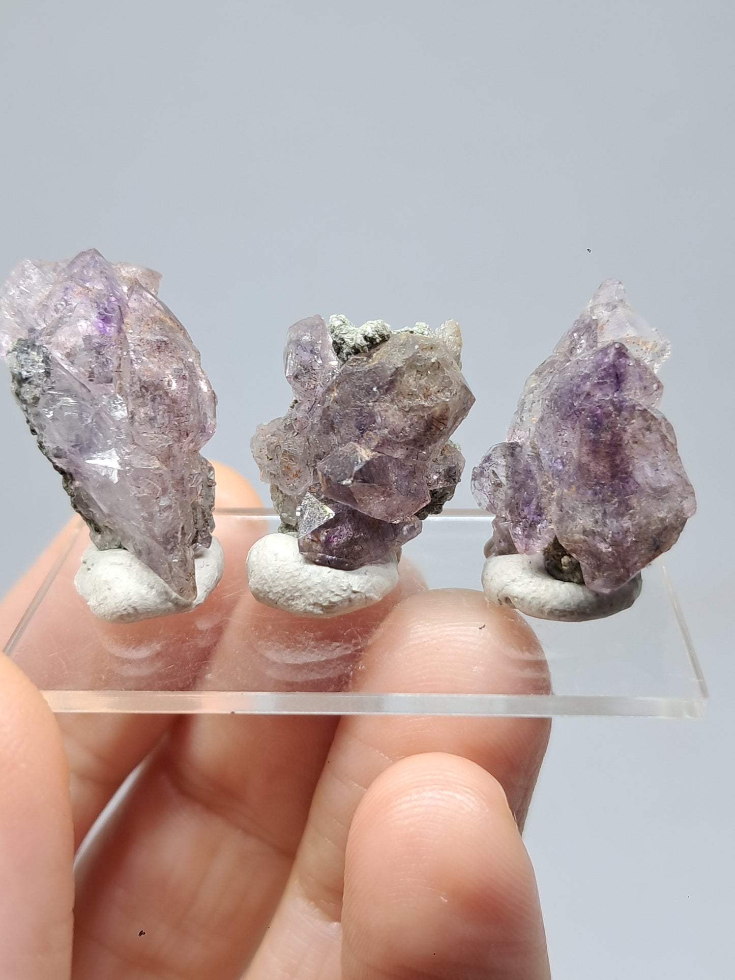 Set of 3 Amethyst from Karur w/ "Super Seven" Inclusions | Natural Crystals | Mineral Specimen #KA169