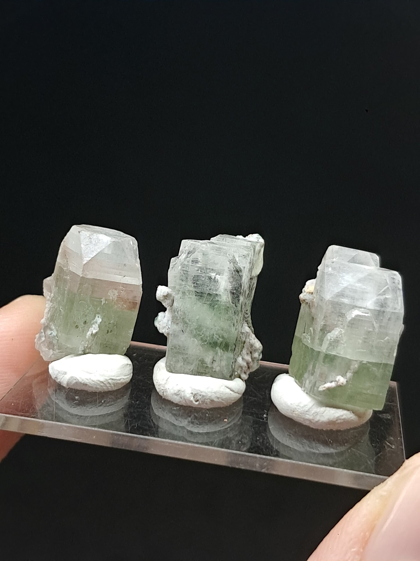 Set of 3 Small Green Apophyllites (Fluorapophyllites) (Ajanta) Rough Natural Crystals | Mineral Specimens #GA46