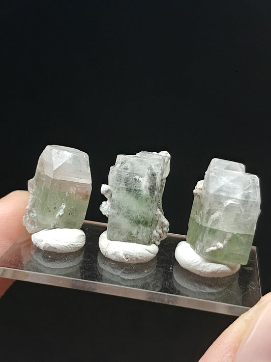 Set of 3 Small Green Apophyllites (Fluorapophyllites) (Ajanta) Rough Natural Crystals | Mineral Specimens #GA46