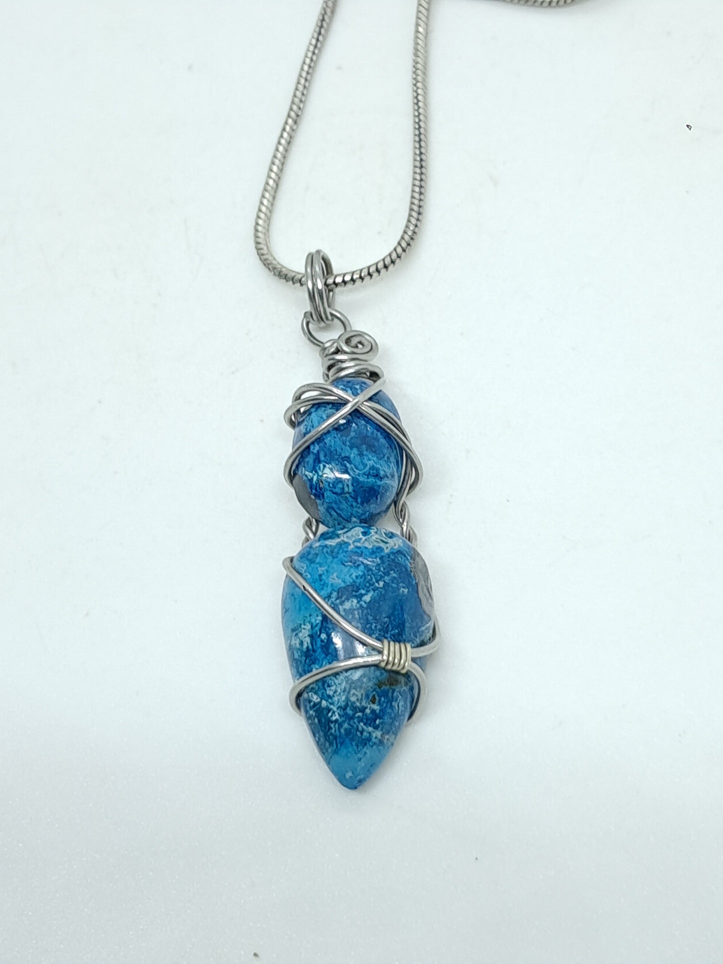 Azurite w/ Chrysocolla Double Cabochon Pendant | Handcrafted Jewelry | Unique Necklace #JL52