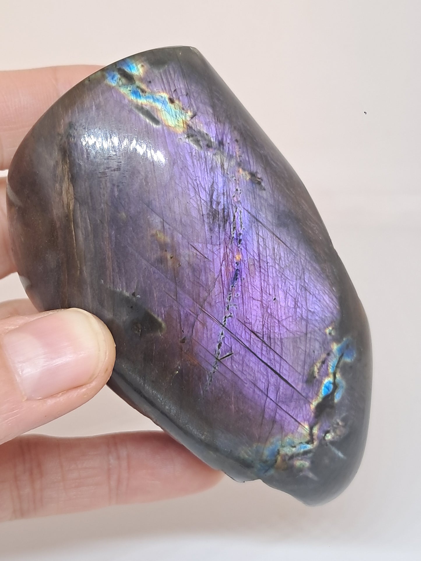 Labradorite |Natural Crystal | Half Polished Half Rough Stone | Purple Red Flash | Good Iridiscence #LB1