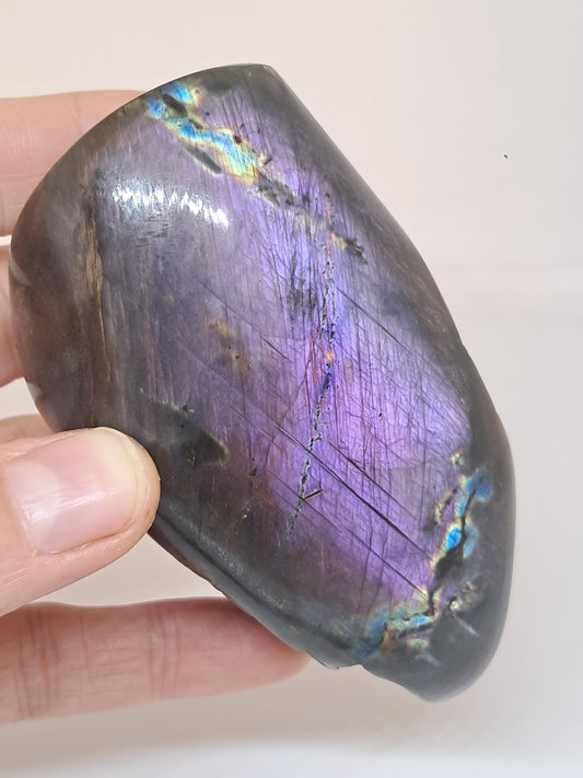 Labradorite |Natural Crystal | Half Polished Half Rough Stone | Purple Red Flash | Good Iridiscence #LB1