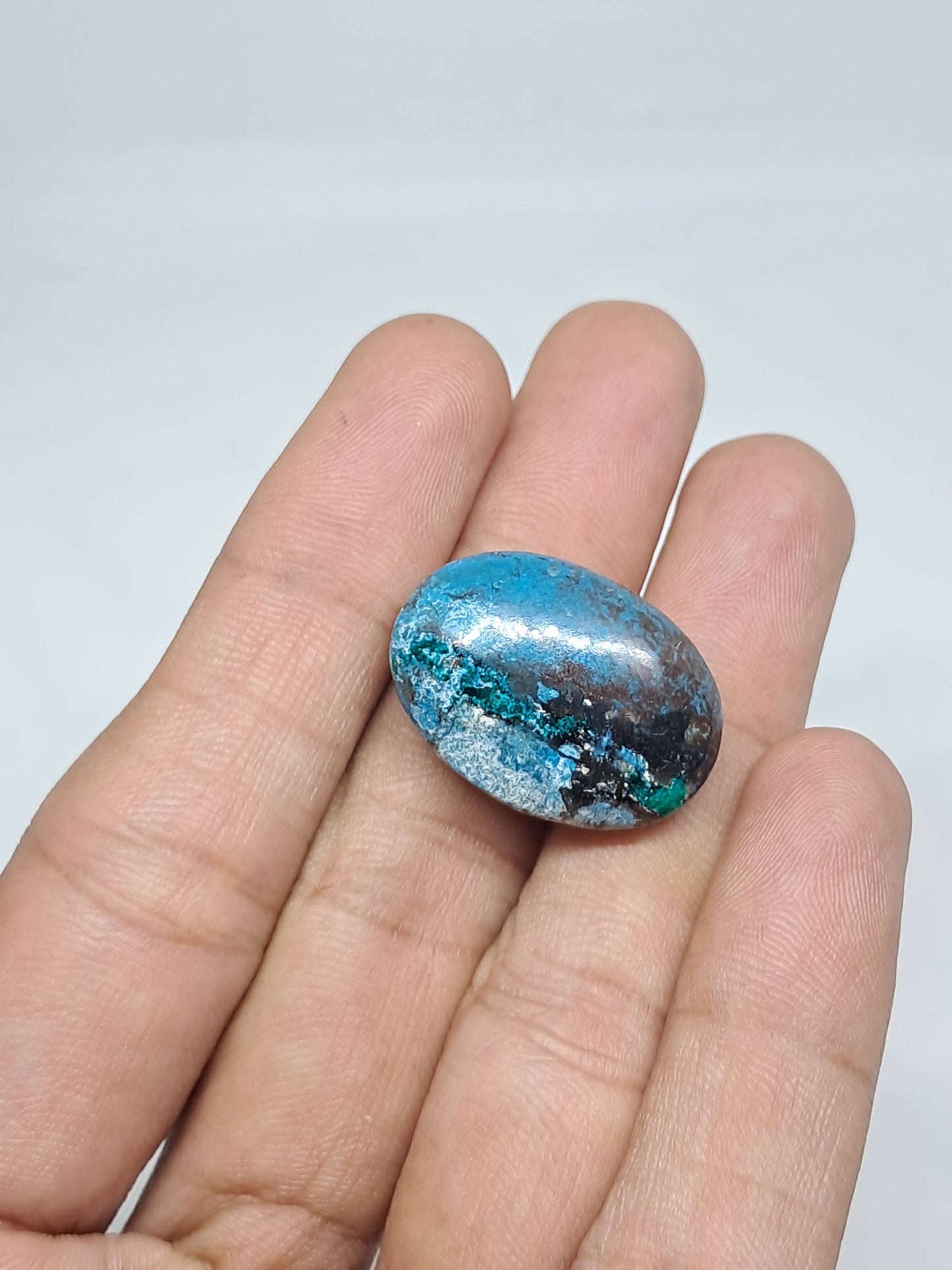 Chrysocolla w/ Malachite Palmstone | Polished Natural Stone #CM14