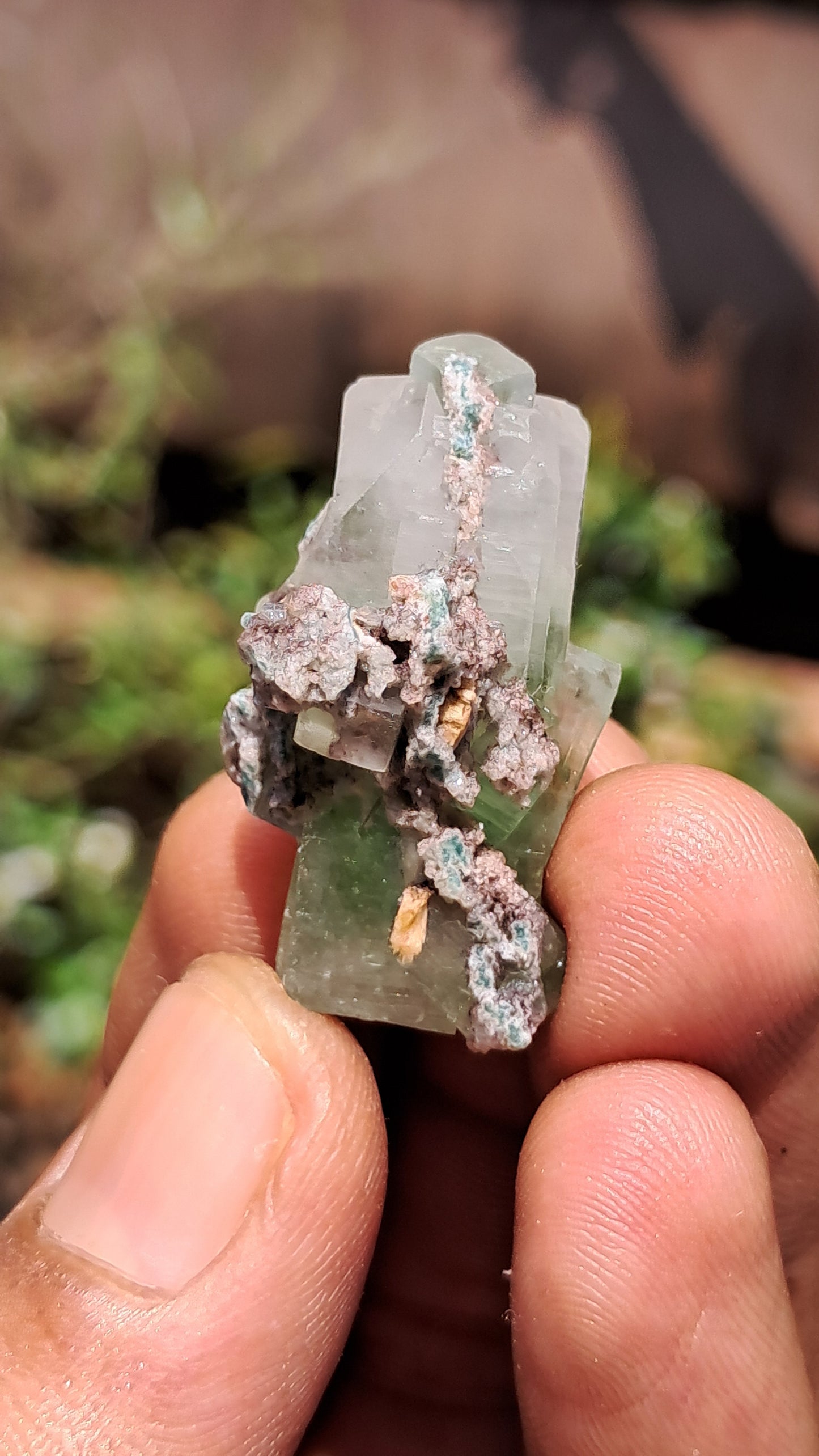 Green Apophyllite (Fluorapophyllite) on Matrix (Ajanta) Natural Crystal | Mineral Specimen #GA27