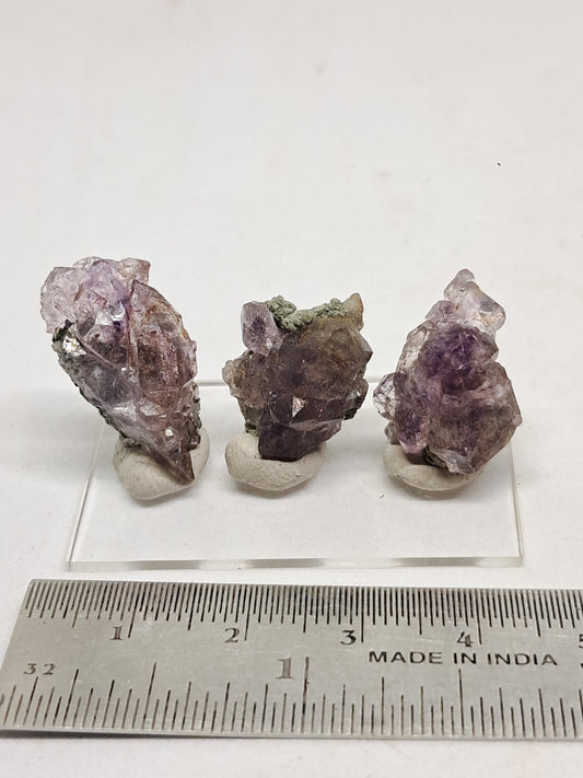 Set of 3 Amethyst from Karur w/ "Super Seven" Inclusions | Natural Crystals | Mineral Specimen #KA169