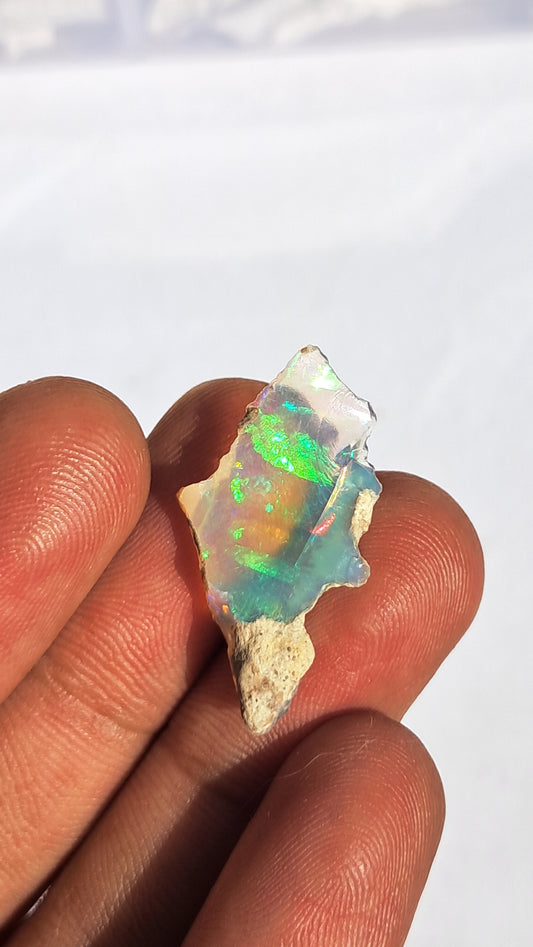 Natural Ethiopian Opal Rough | White Hydrophane Opal with Bright Play of Color #OP11