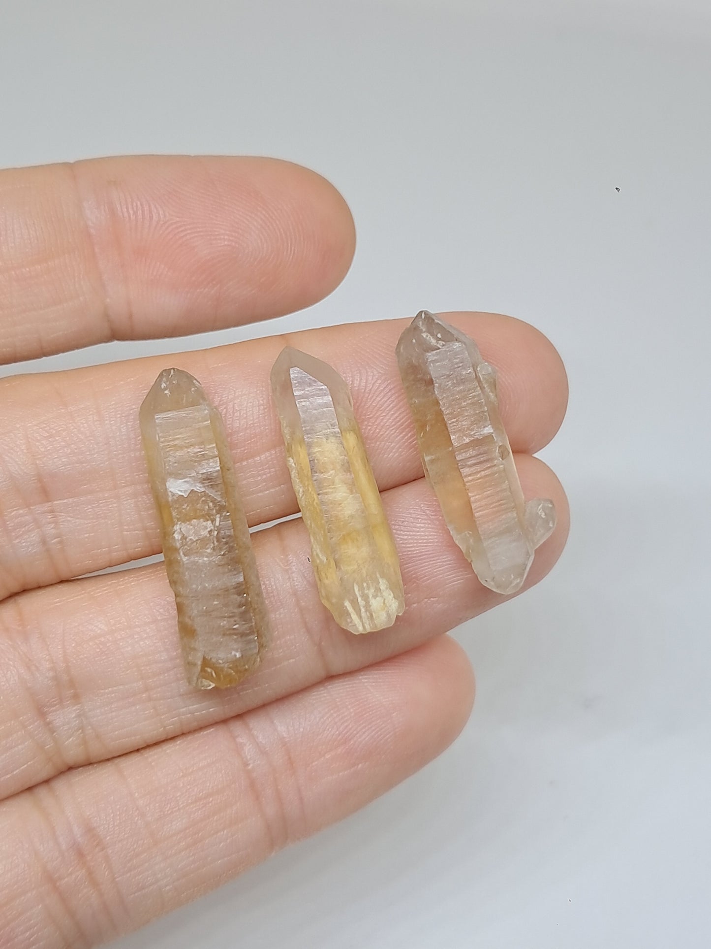 Set of 3 Natural Citrine Crystal Points w/ Phantoms (Karur) #CTN36