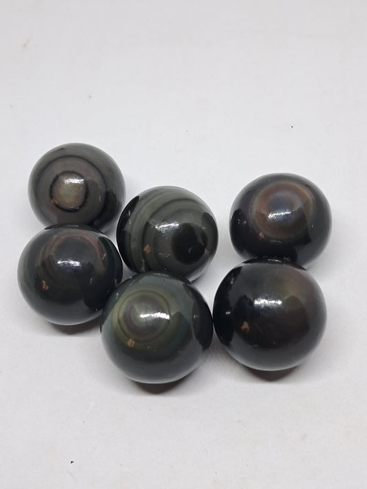 Esferas de obsidiana arcoíris (México) Colores concéntricos | Patrón de ojo | Cristales naturales pulidos #RO3