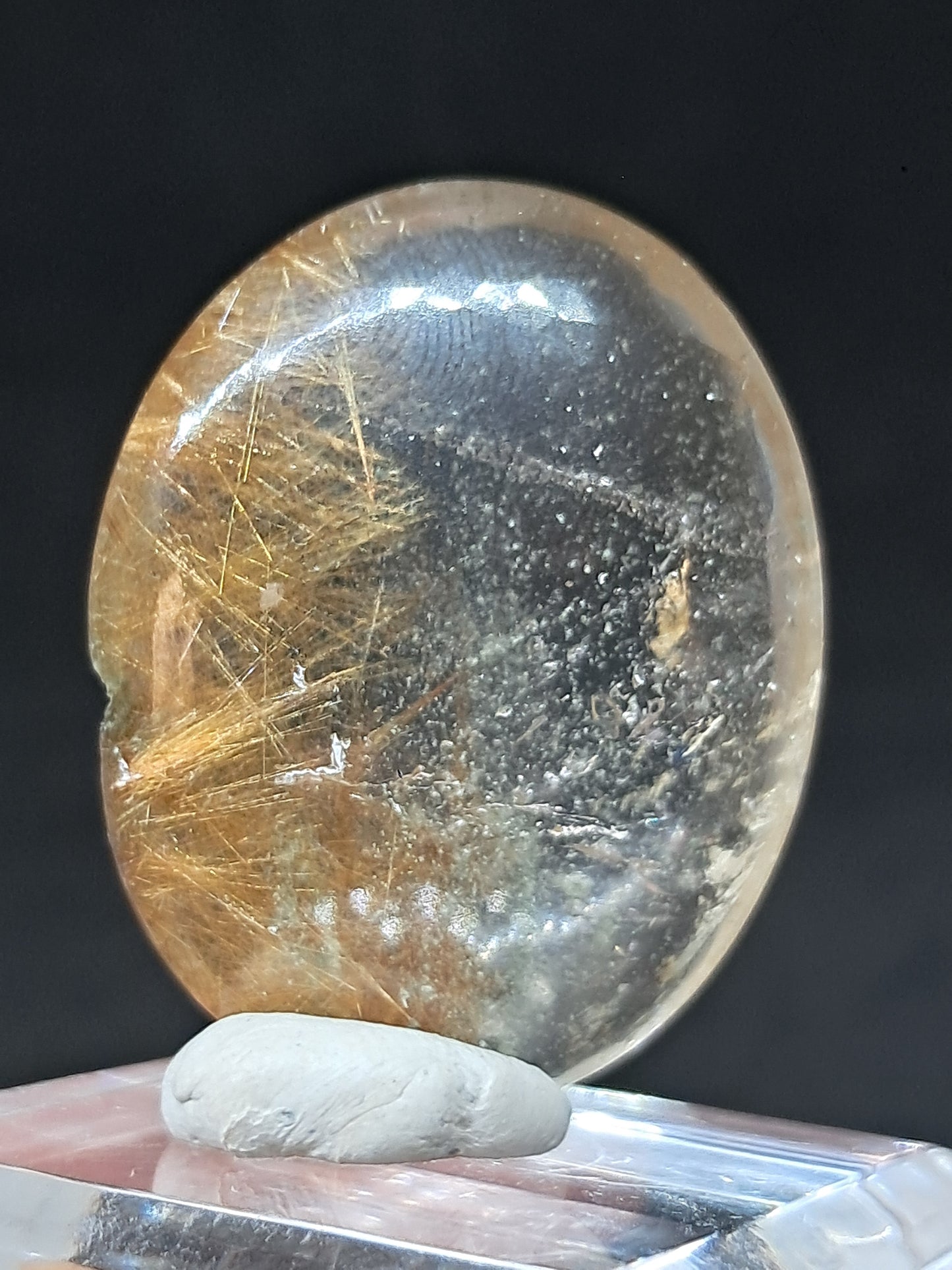 Rutilated Quartz Palmstone | Polished Stone | Natural Crystal #RQ48