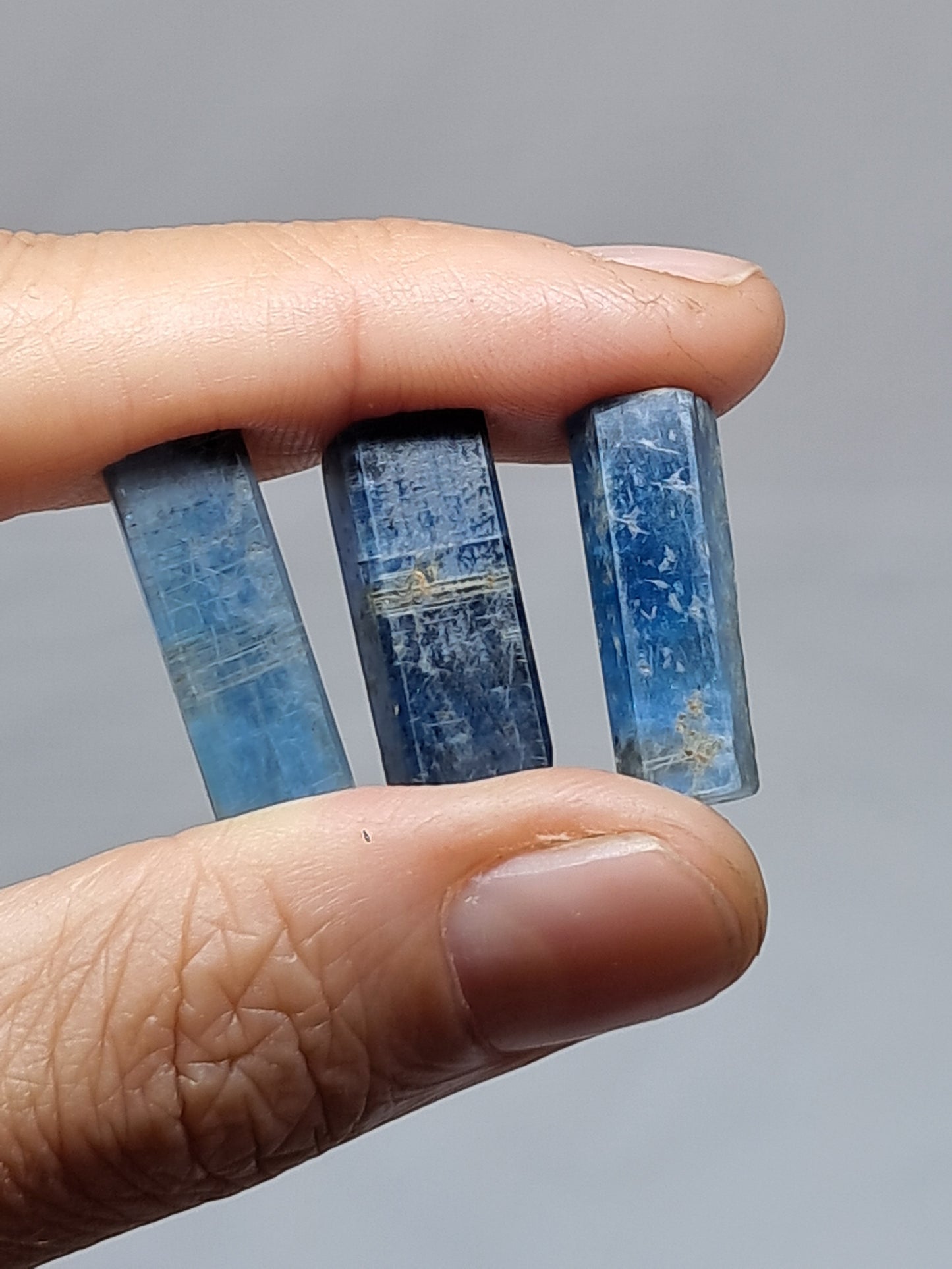 Set of 3 Blue Kyanites (Nepal) Polished Natural Crystals #KY13