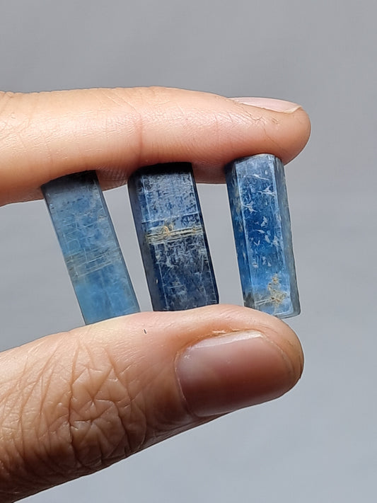 Set of 3 Blue Kyanites (Nepal) Polished Natural Crystals #KY13