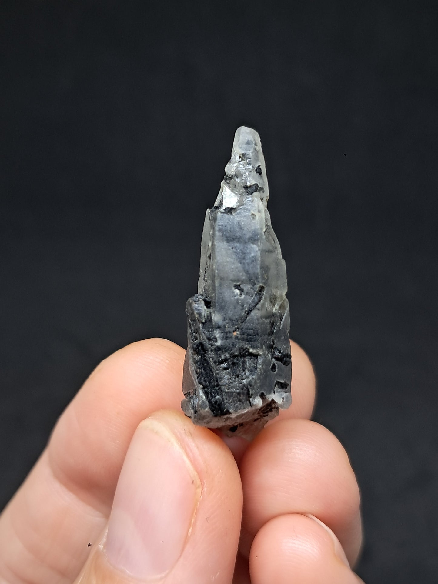Punta de cuarzo turmalinado (Karur) Cristal natural | Muestra de mineral #TQ30