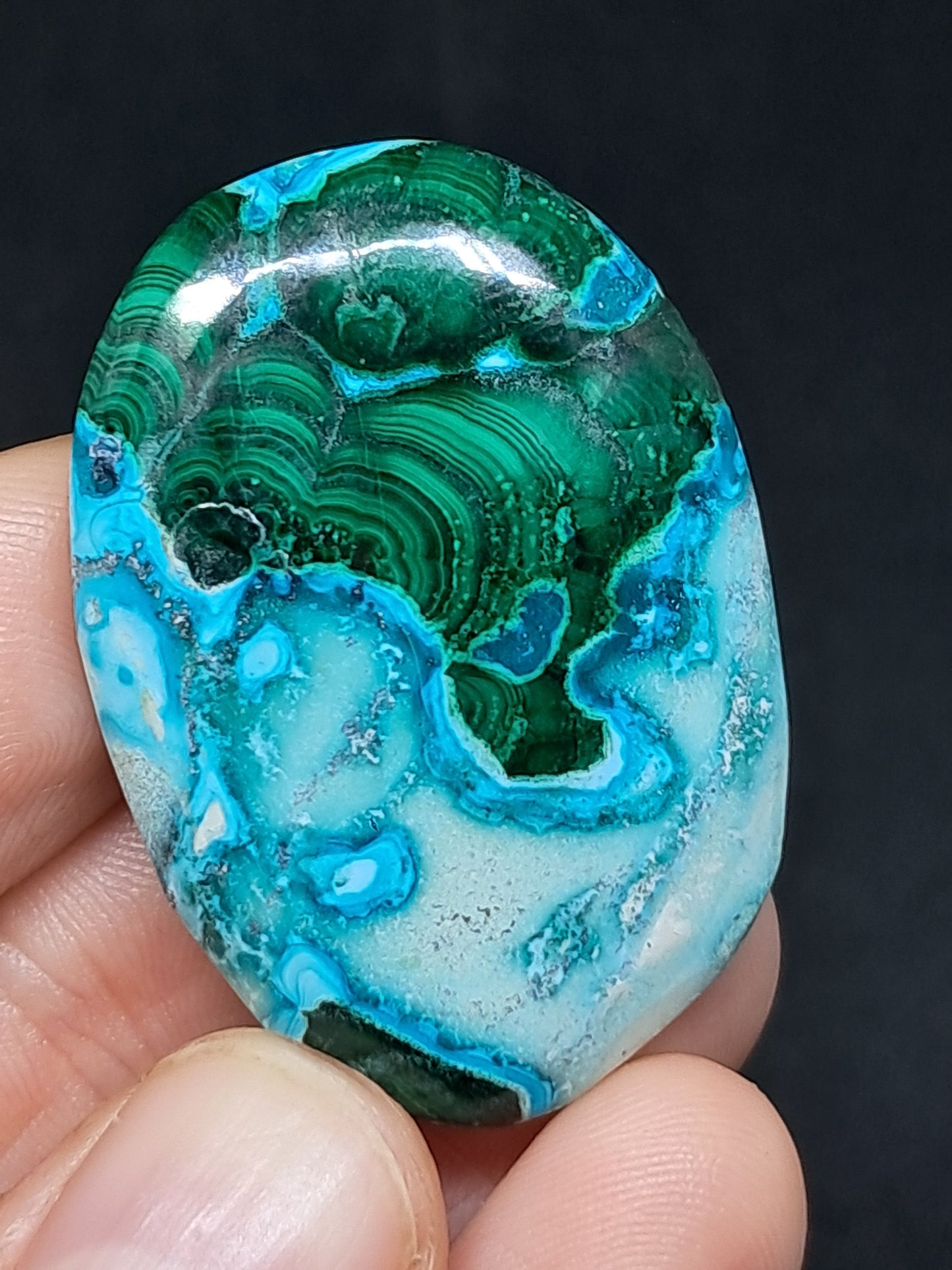 Chrysocolla Malachite Palmstone | Polished Natural Stone | Good Quality