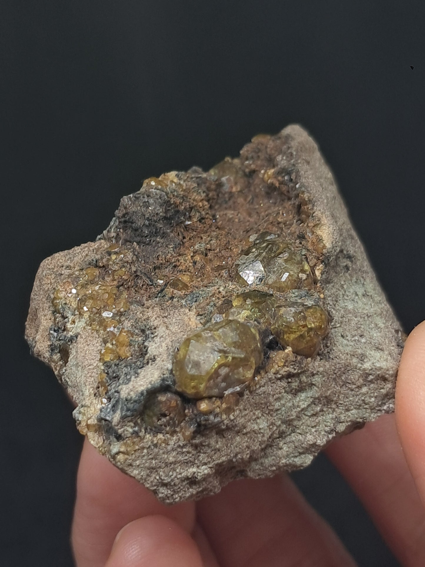 Green Garnet on Matrix (Mexico) Andradite Garnet Cluster |Rough Crystal Stone | Mineral Specimen #GR25