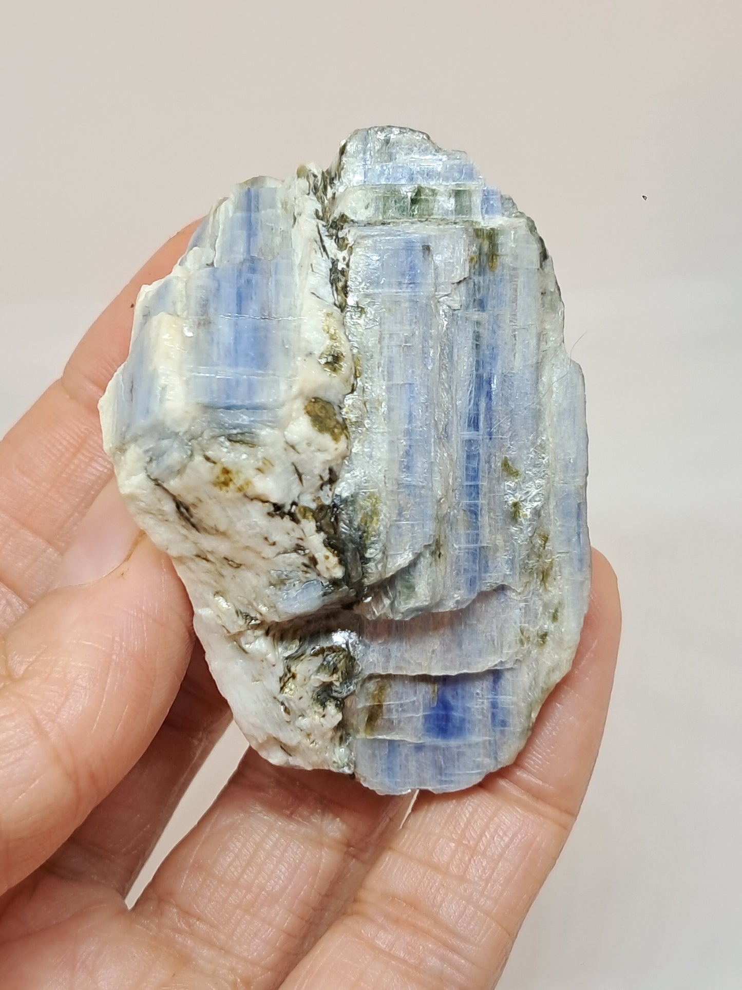 Blue Kyanite on Feldspar (Tamil Nadu) Natural Mineral Specimen #KY3