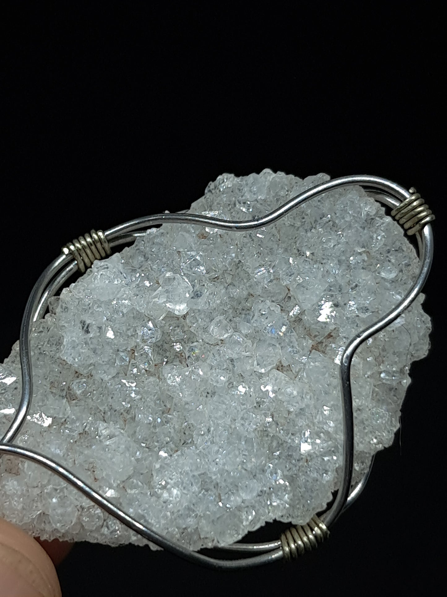 Druzzy Clear Apophyllite Pendant | Handcrafted Jewelry | Unique Necklace #JL45