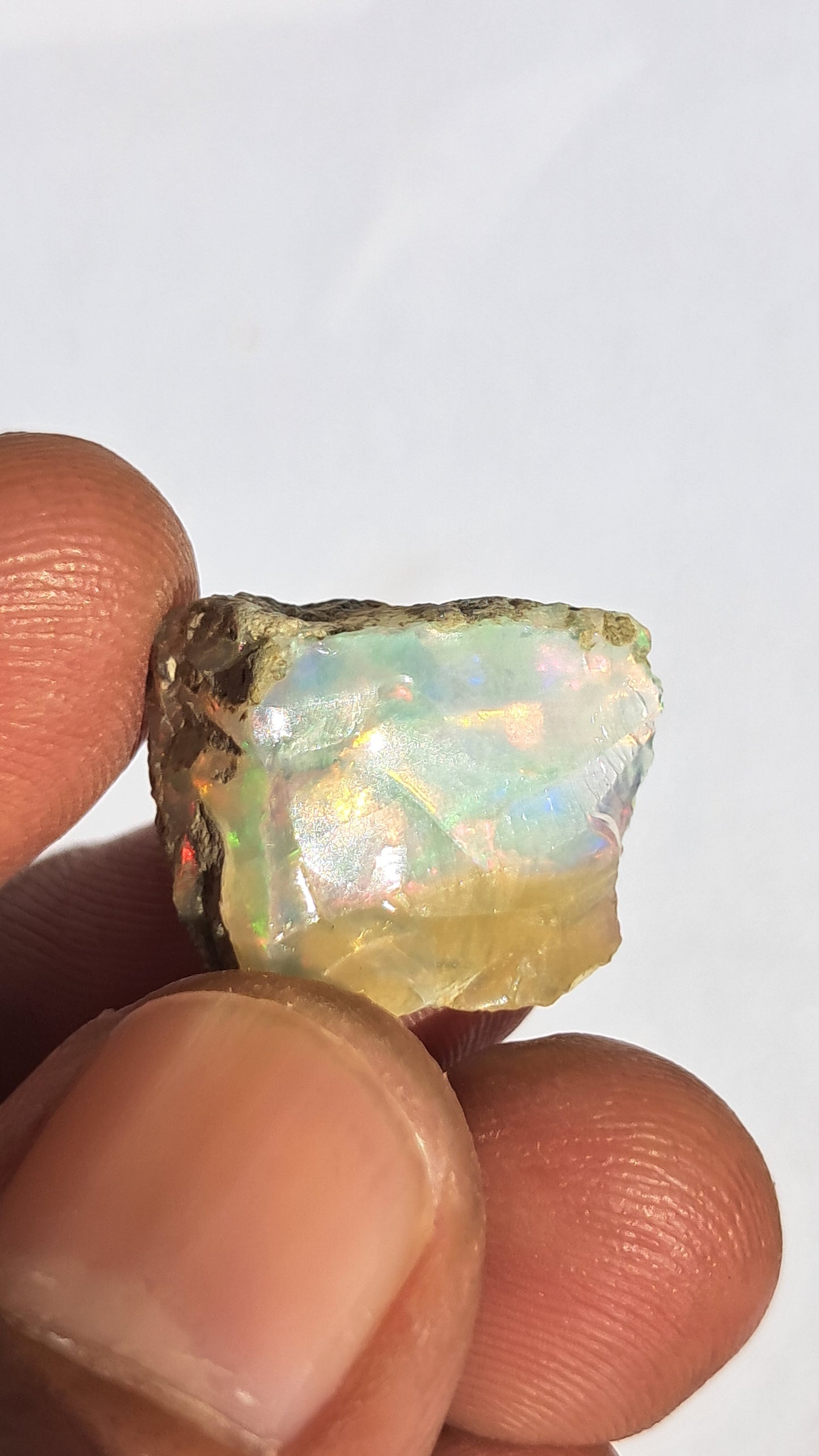 Natural Ethiopian Opal Rough | White Hydrophane Opal with Bright Play of Color #OP9