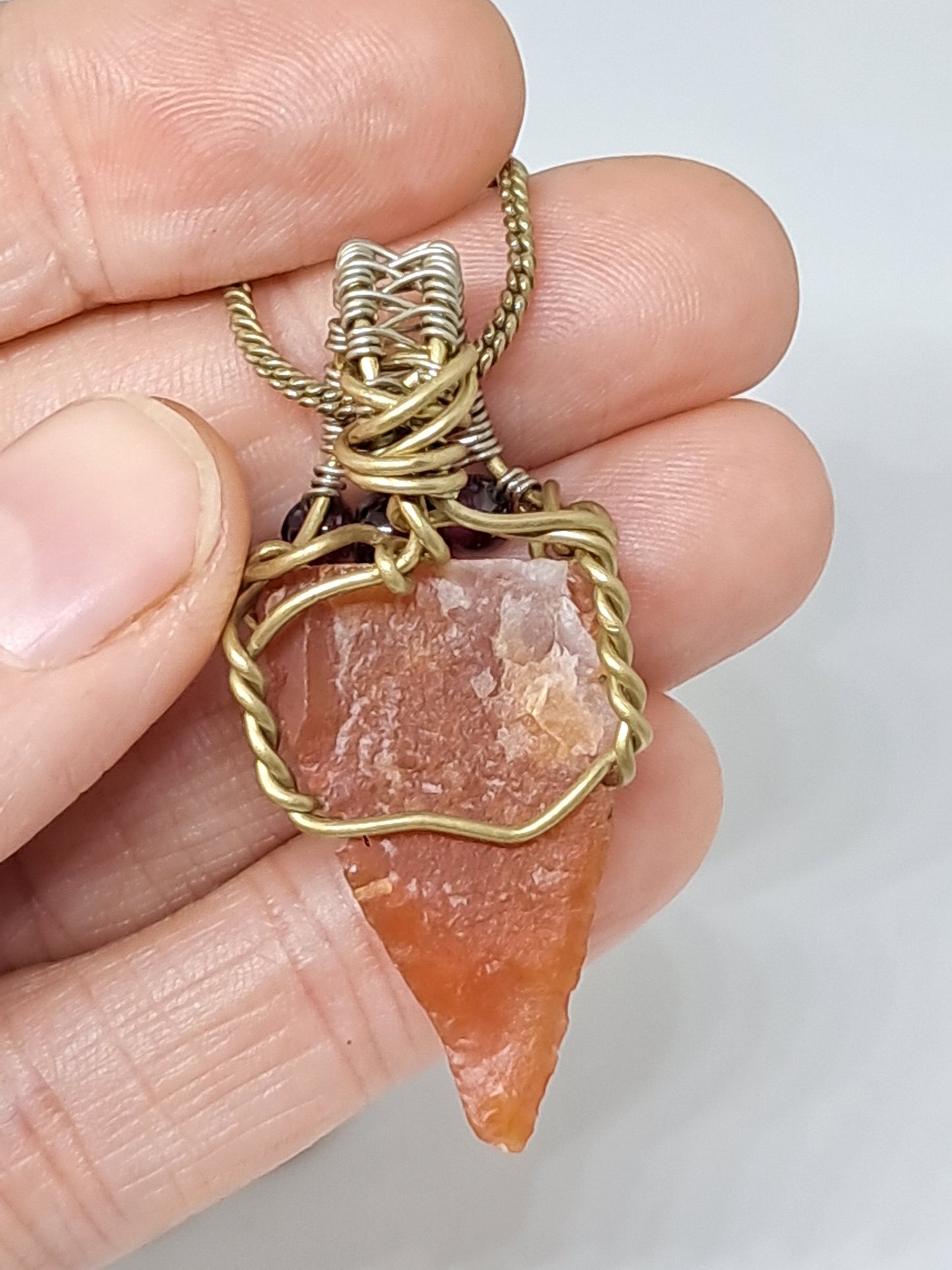 Carnelian w/ Garnet Beads | Handmade Pendant | Handcrafted Jewelry | Necklace | Unisex #JL35