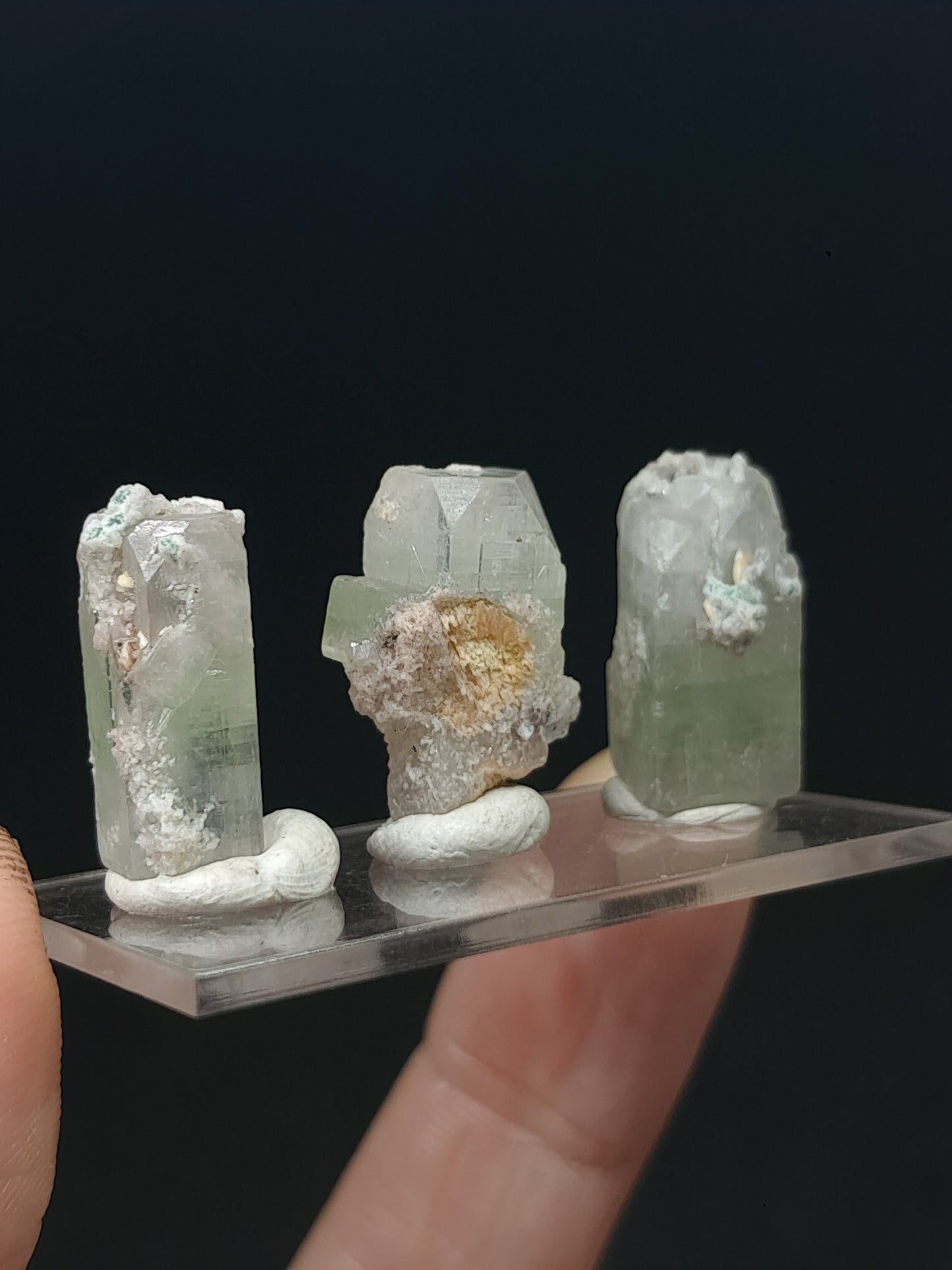 Set of 3 Small Green Apophyllites (Fluorapophyllites) (Ajanta) Rough Natural Crystals | Mineral Specimens #GA51