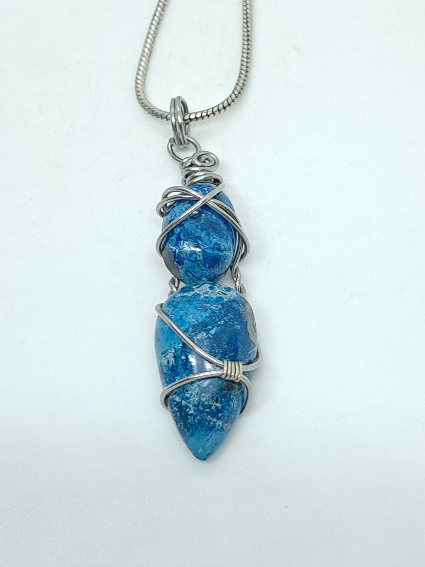 Azurite w/ Chrysocolla Double Cabochon Pendant | Handcrafted Jewelry | Unique Necklace #JL52