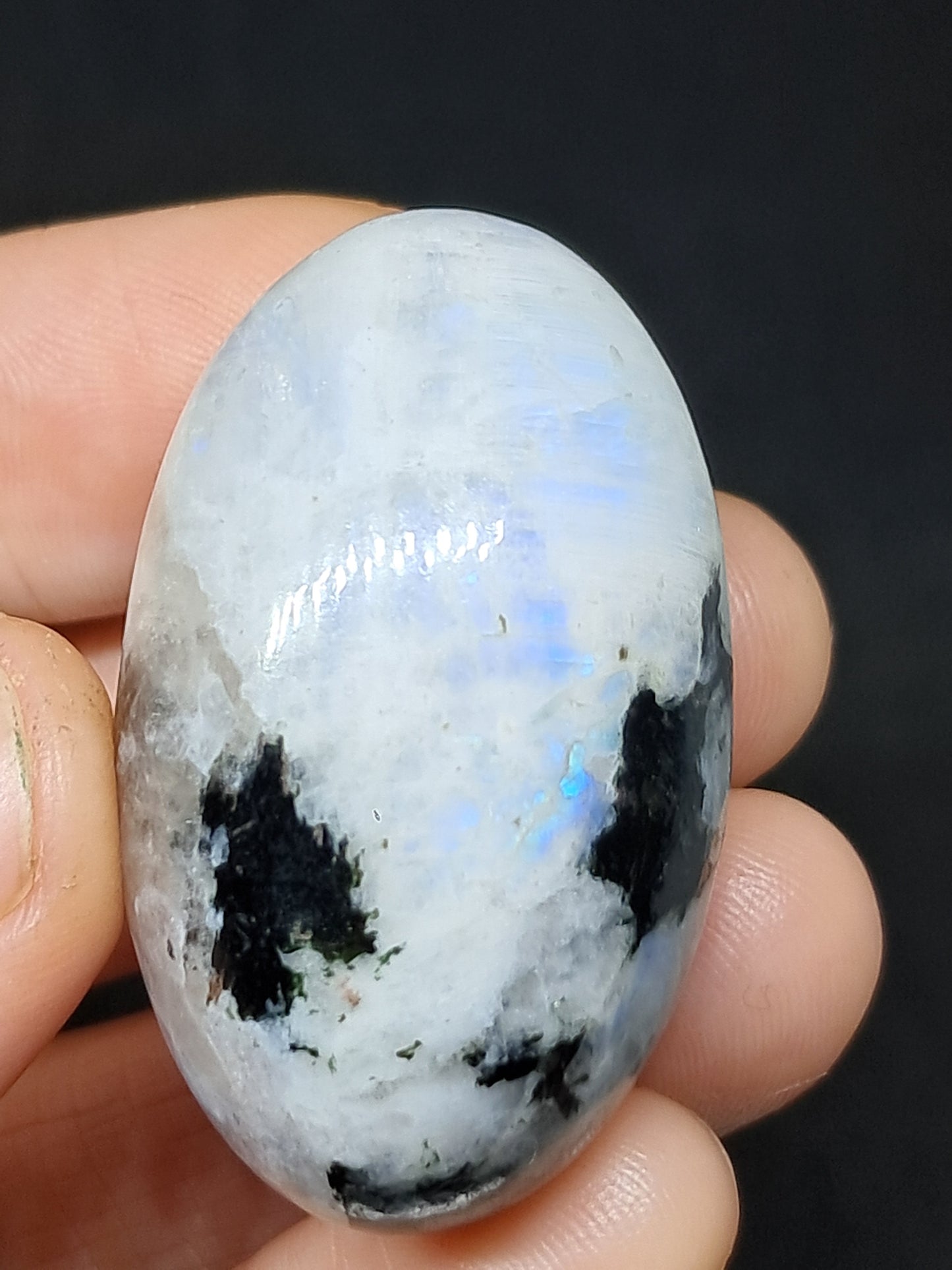 Rainbow Moonstone Shivalingam | White Labradorite | Natural Polished Stone