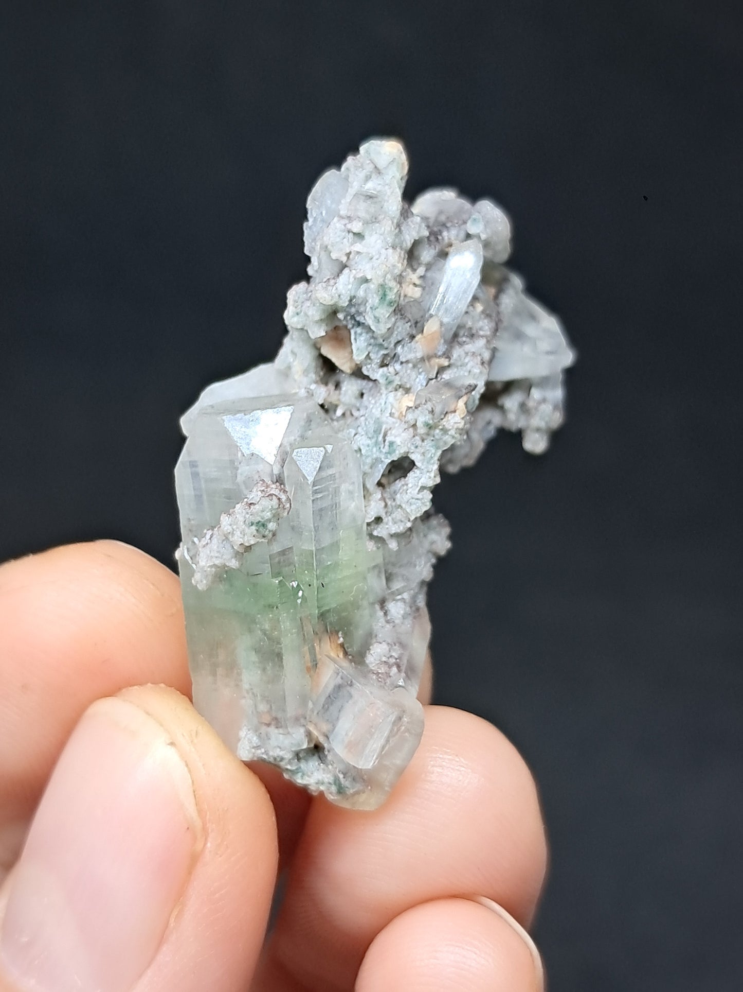 Green Apophyllite w/ Stilbite (Fluorapophyllite) (Ajanta) Natural Crystal | Mineral Specimen #GA42