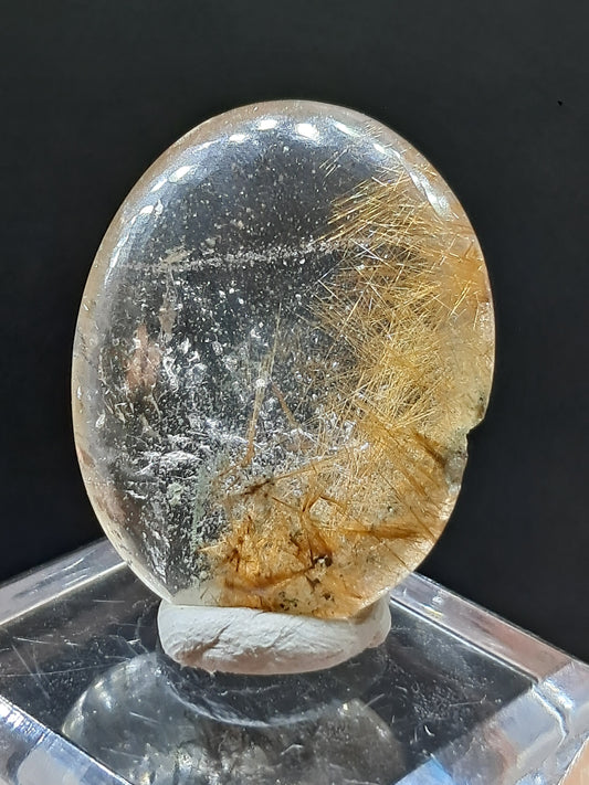 Rutilated Quartz Palmstone | Polished Stone | Natural Crystal #RQ48