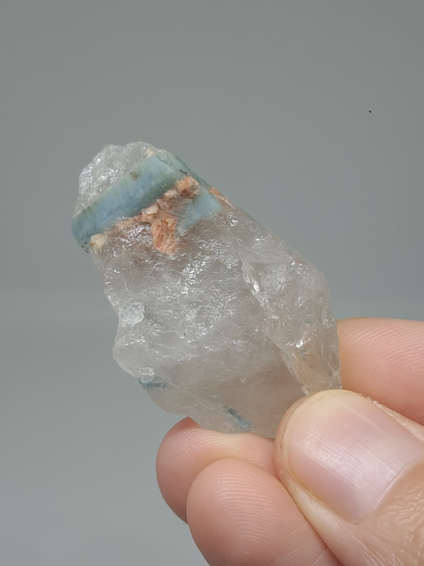 Aquamarine on Quartz (Karur) Rough Natural Crystal | Mineral Specimen #AQM45