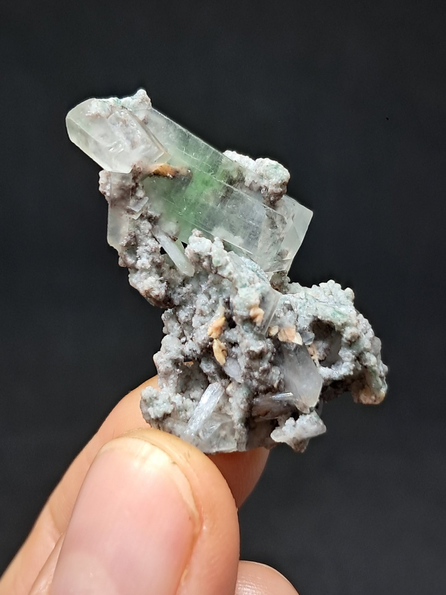Green Apophyllite w/ Stilbite (Fluorapophyllite) (Ajanta) Natural Crystal | Mineral Specimen #GA42