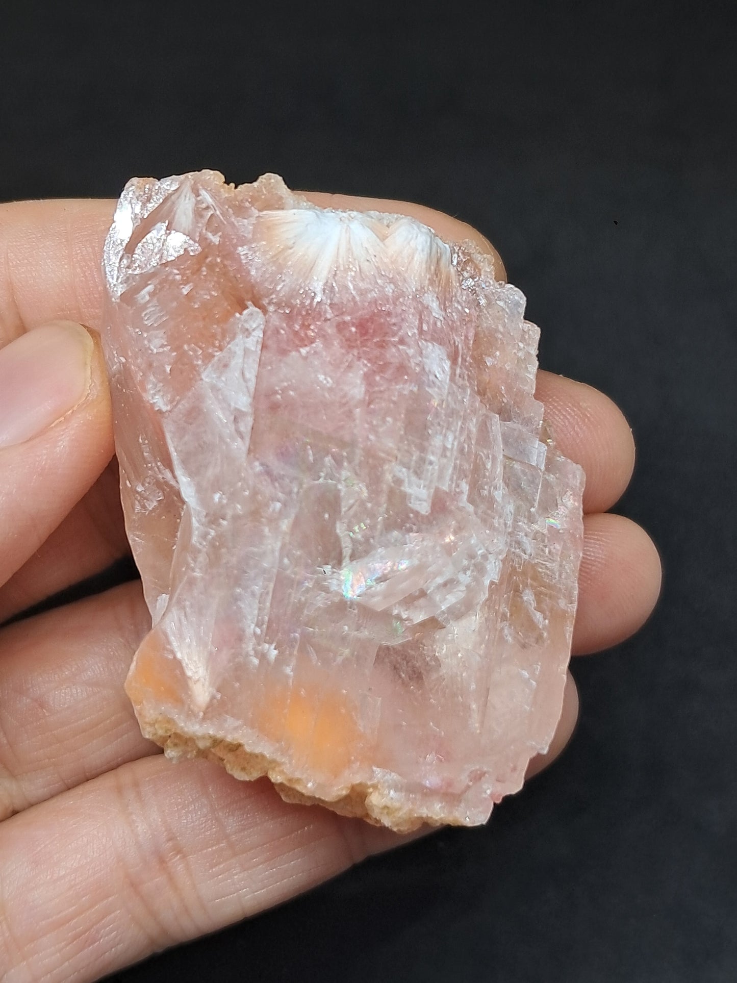 Calcita rojiza/rosa con mesolita *Hallazgo raro* (Pithampur) Cristal natural | Piedra en bruto | Muestra de mineral #CA30